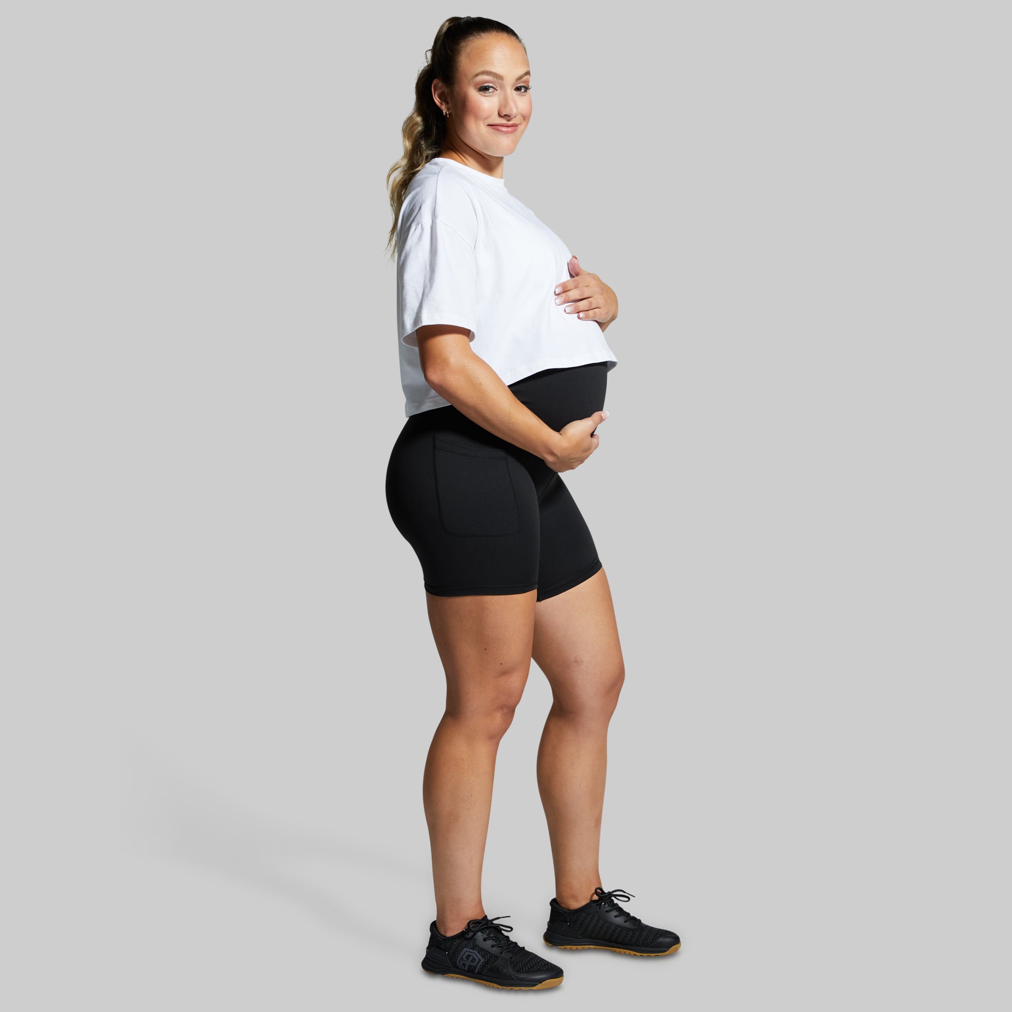 Best Maternity Biker Shorts for Women - High Waist Pregnancy Workout Shorts (Black) - Perfect for Yoga, Gym & Everyday Comfort