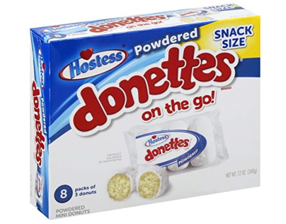 Hostess Snack Size Powdered Donettes - 2 Boxes (48 Mini Donuts Total) | Bulk Pack of 24 Donuts Per Box | Perfect for Office Snacks, School Lunches & Party Treats