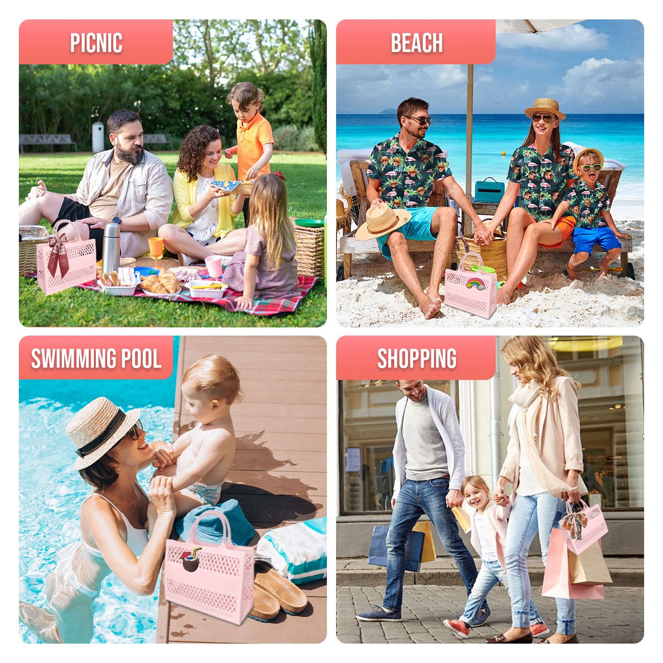 **Waterproof & Sandproof Beach Tote Bag - Large Washable Open Travel Tote for Women - Perfect for Pool, Vacation & Summer Outings**