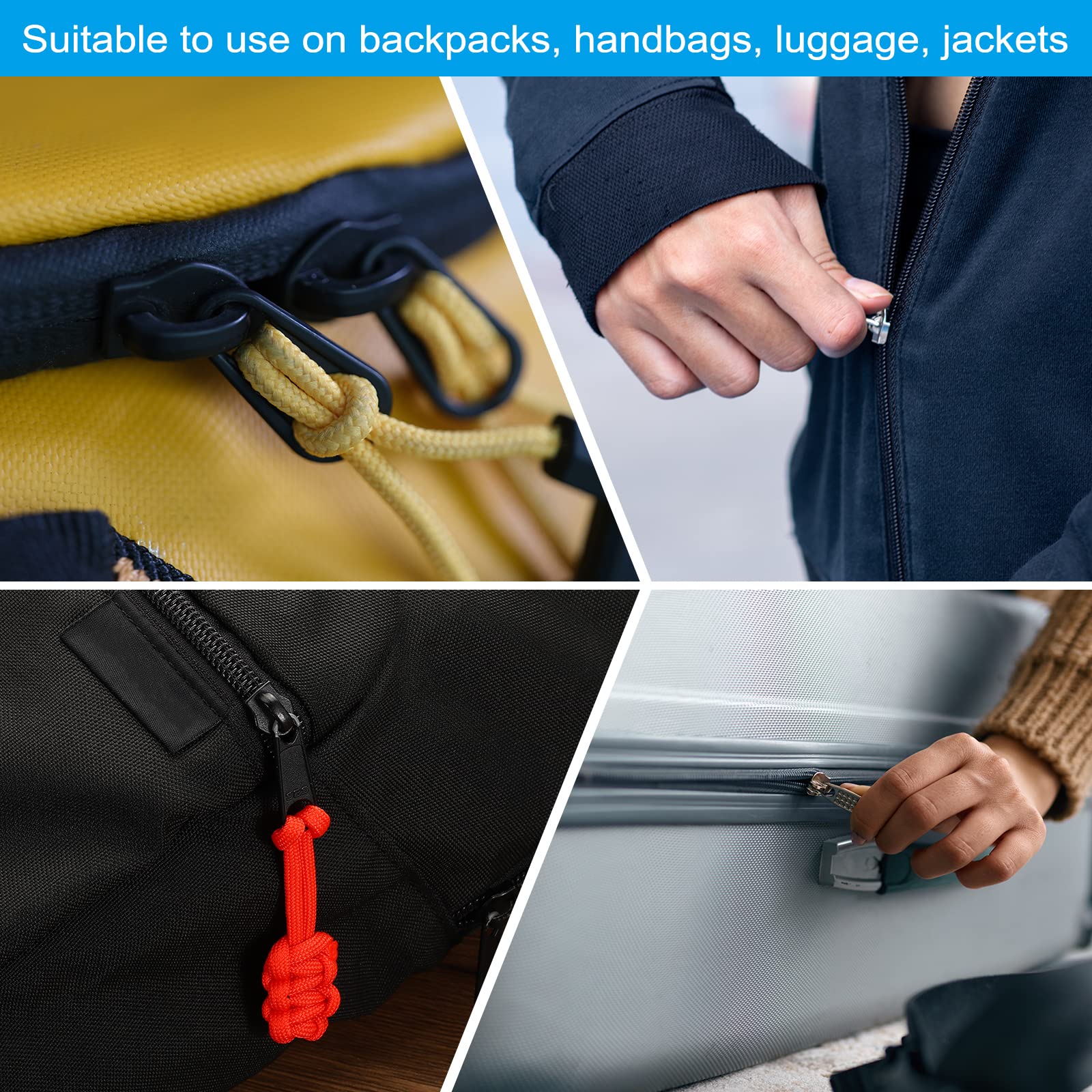 PATIKIL 6-Pack Zipper Pulls Replacement - Durable Extension Cord Handle & Pull Tab Extender for Luggage, Backpack, Jacket Repair (White & Grey) - Perfect for Travel Gear, Outdoor Equipment & Clothing Accessories