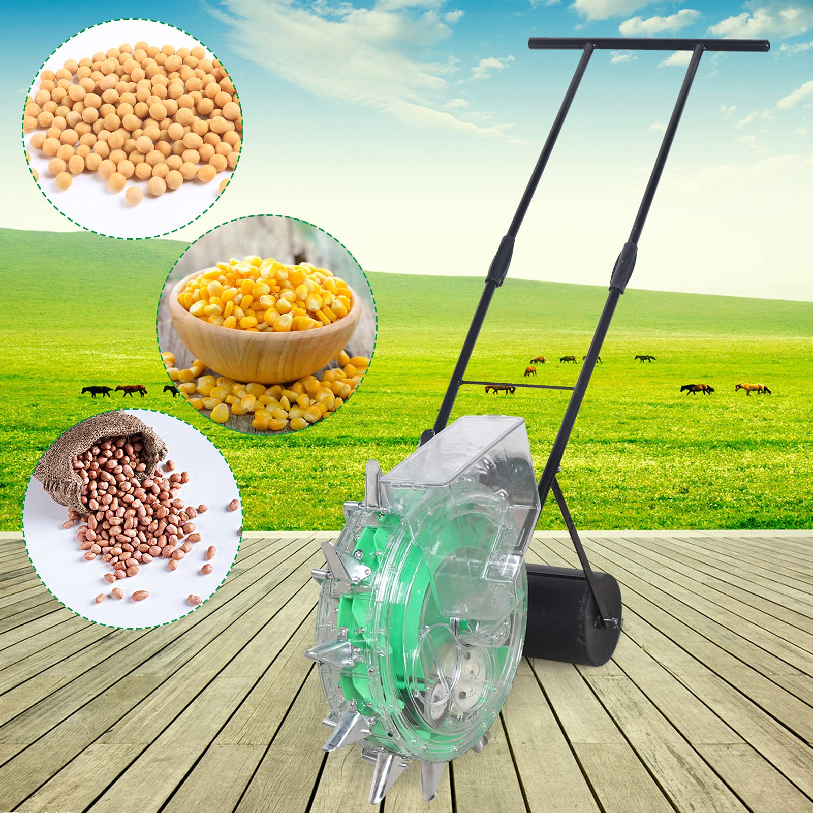 DYRABREST Manual Handheld Seeder - Precision Garden Seed Planter for Peanuts, Corn, Beans (3-15mm Seeds) | Roller Seeding Tool for Outdoor Farming, Home Gardening & Lawn Care