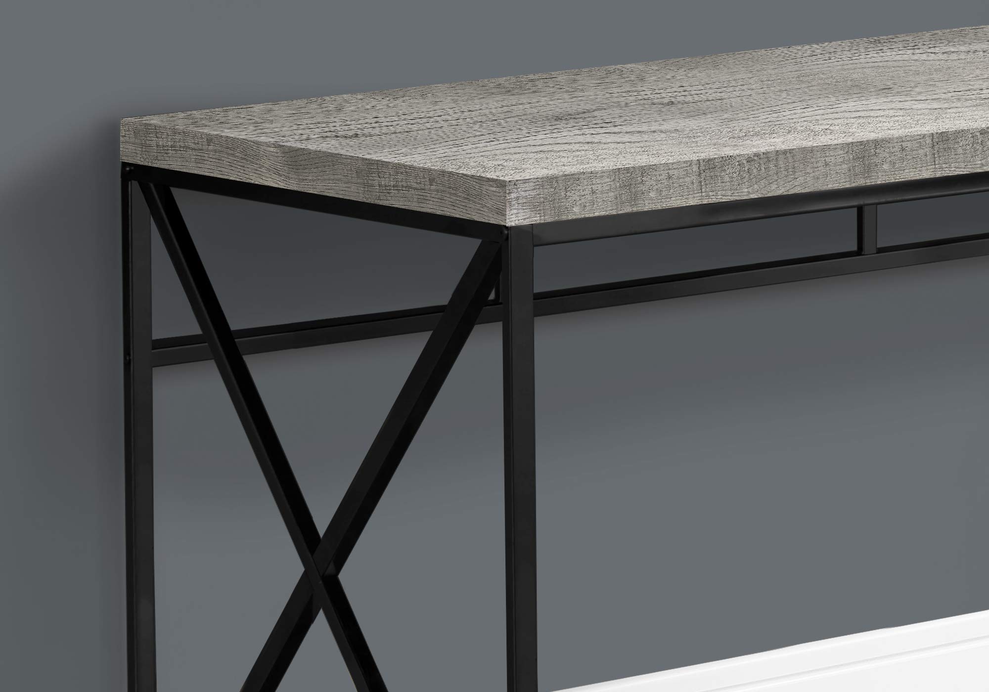 Monarch Specialties I 7451 Modern Computer Desk - Home Office & Laptop Workstation with Metal Frame & Laminate Surface in Grey/Black | Perfect for Remote Work, Gaming & Study Spaces