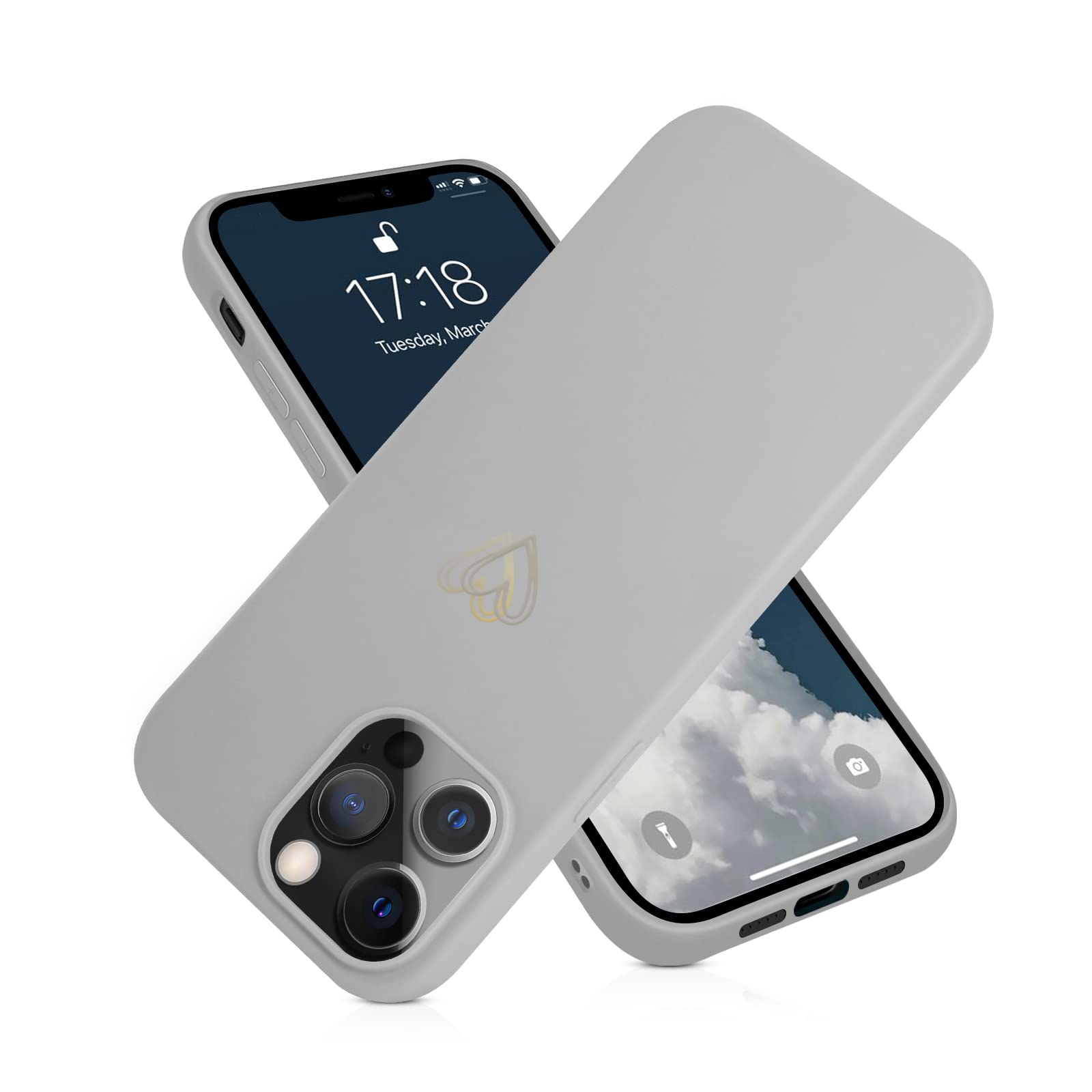 iPhone 12 Pro Max Case - Ultra Slim Shockproof Silicone Protective Cover with Heart Design for 6.7 Inch | Perfect for Everyday Use, Travel & Outdoor Activities (Gray)