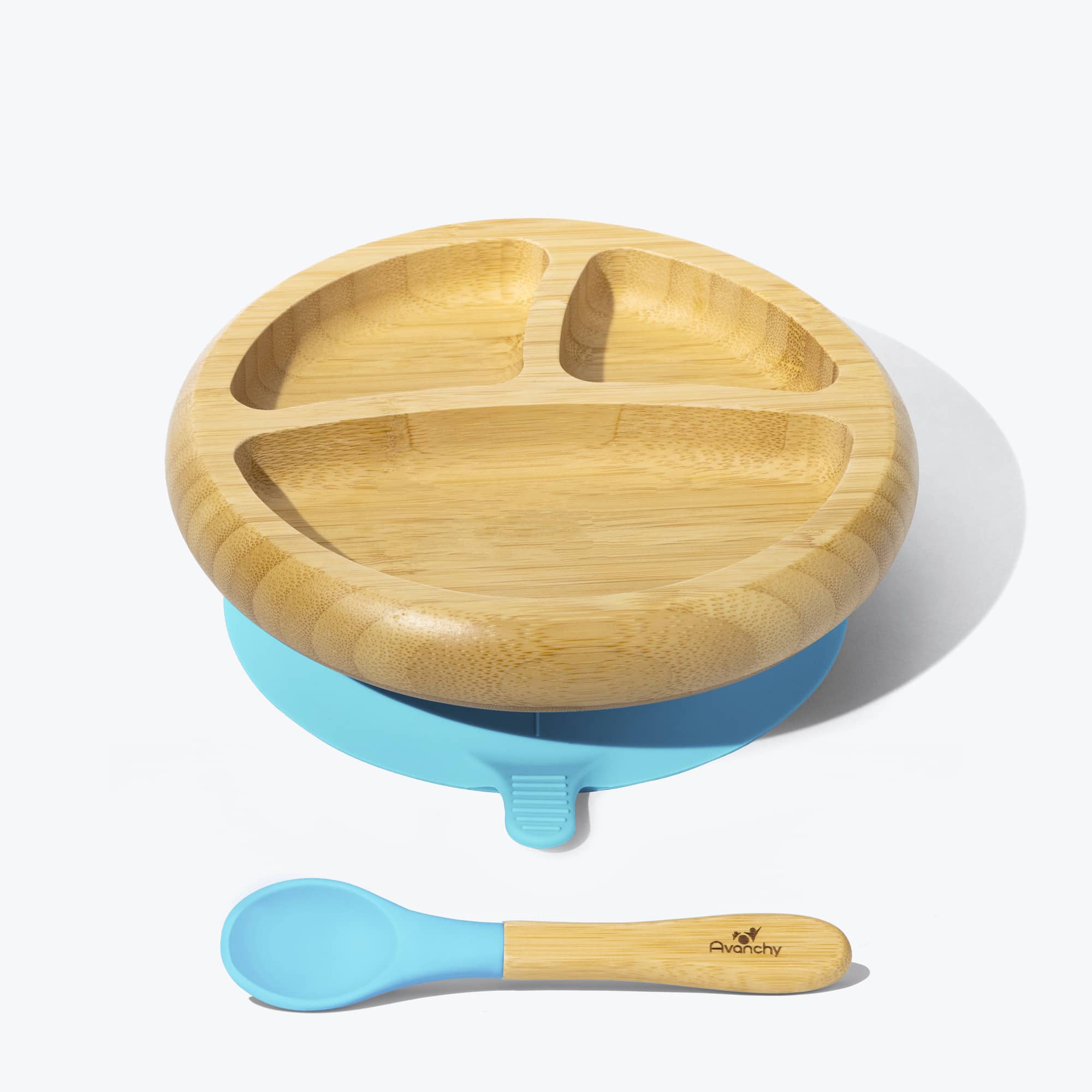 Avanchy Bamboo Suction Baby Plate & Spoon Set - Eco-Friendly, Non-Slip, BPA-Free - Perfect for Toddler Mealtime, Baby-Led Weaning & Travel Feeding