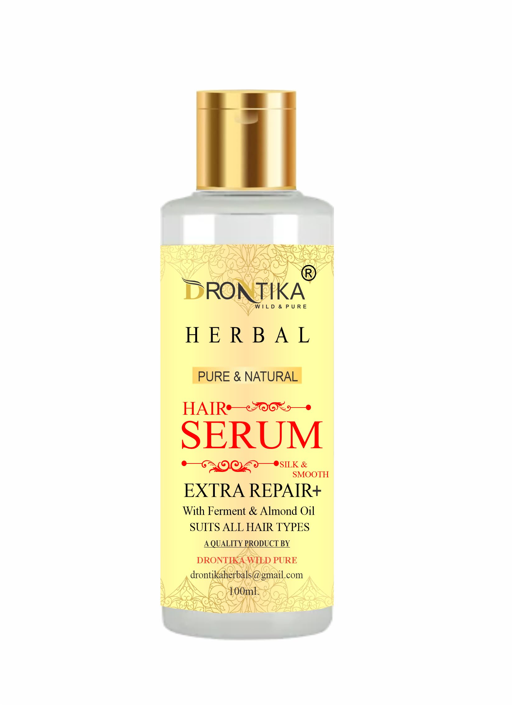 Drontika Hair Serum for Women & Men - Walnut Oil Infused Hair Treatment for Instant Shine & Smoothness | Frizz Control Serum for Dry & Wet Hair | Soft & Silky Touch | 100ml | Perfect for Daily Styling & Heat Protection