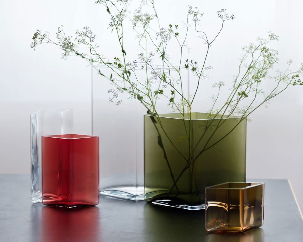 Iittala Grey Vase - 4.5 x 7 Inches Modern Scandinavian Glass Vase for Home Decor, Wedding Centerpiece & Flower Arrangement