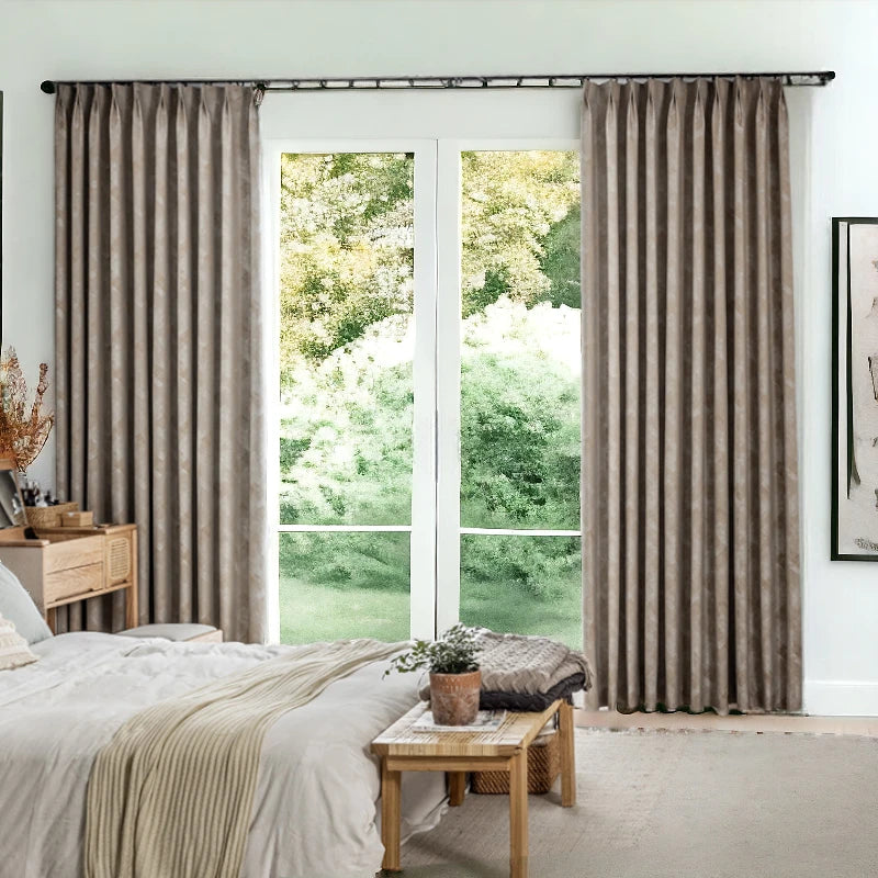 Frida Rustic Jacquard Blackout Thermal Curtains - Custom Size, Energy Efficient & Noise Reducing - Perfect for Bedrooms, Living Rooms & Home Theater