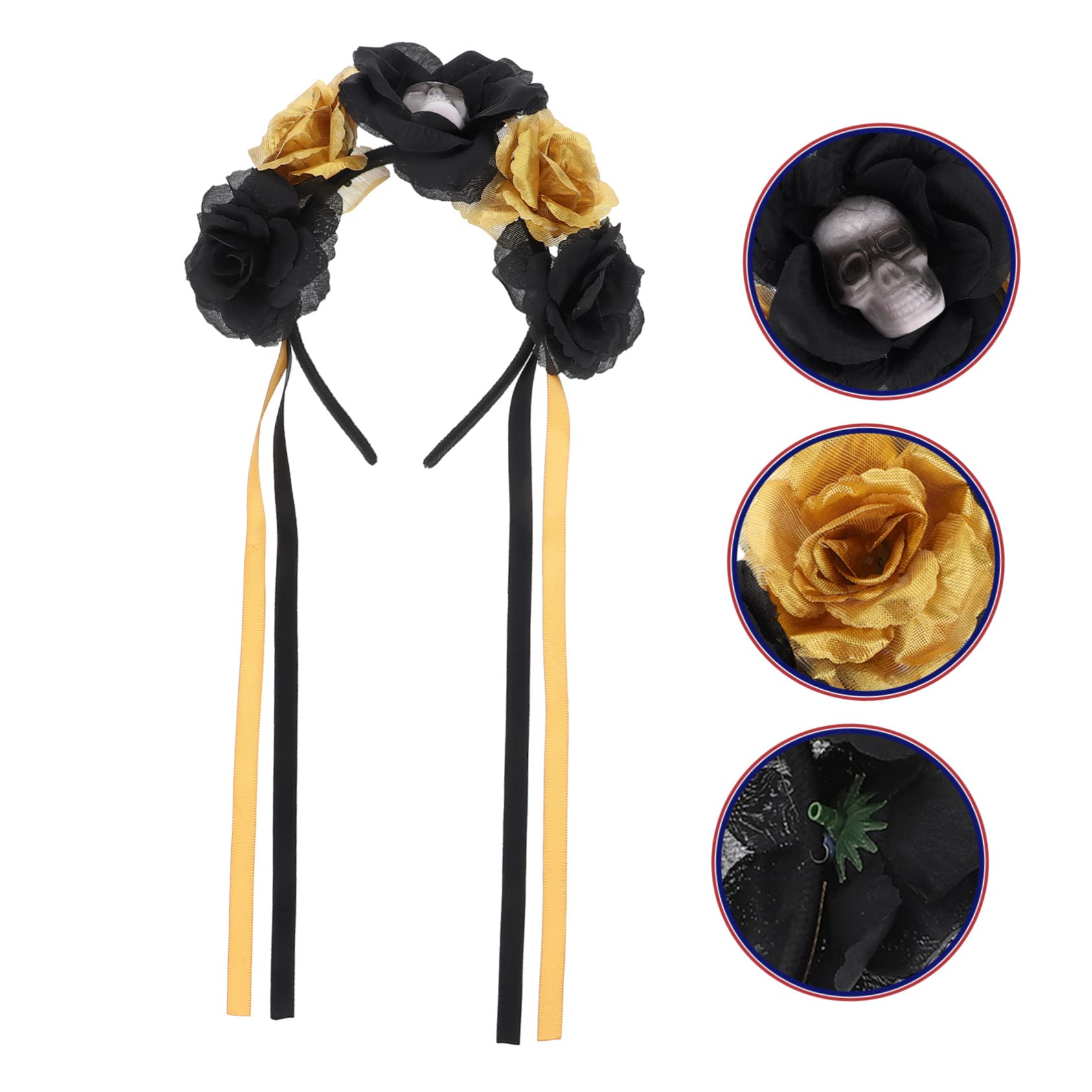 Halloween Skull Headband for Women - Day of the Dead Flower Crown Headdress for Cosplay, Bridal & Party | Perfect for Halloween Costumes, Themed Parties & Gothic Fashion