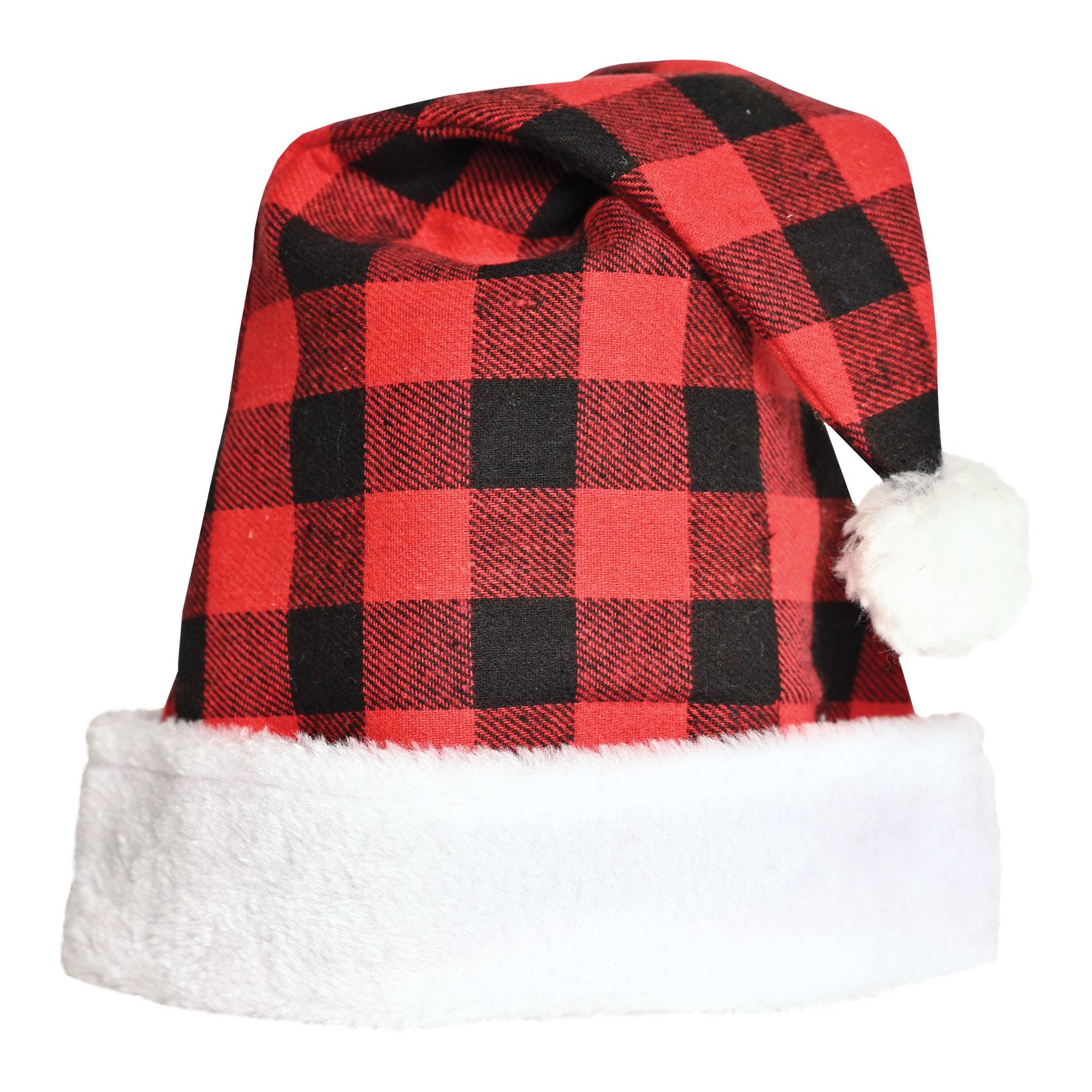 12 Pack Beistle Christmas Plaid Santa Hats - Red & Black Festive Holiday Party Hats for Xmas Celebrations, Office Parties & Family Gatherings