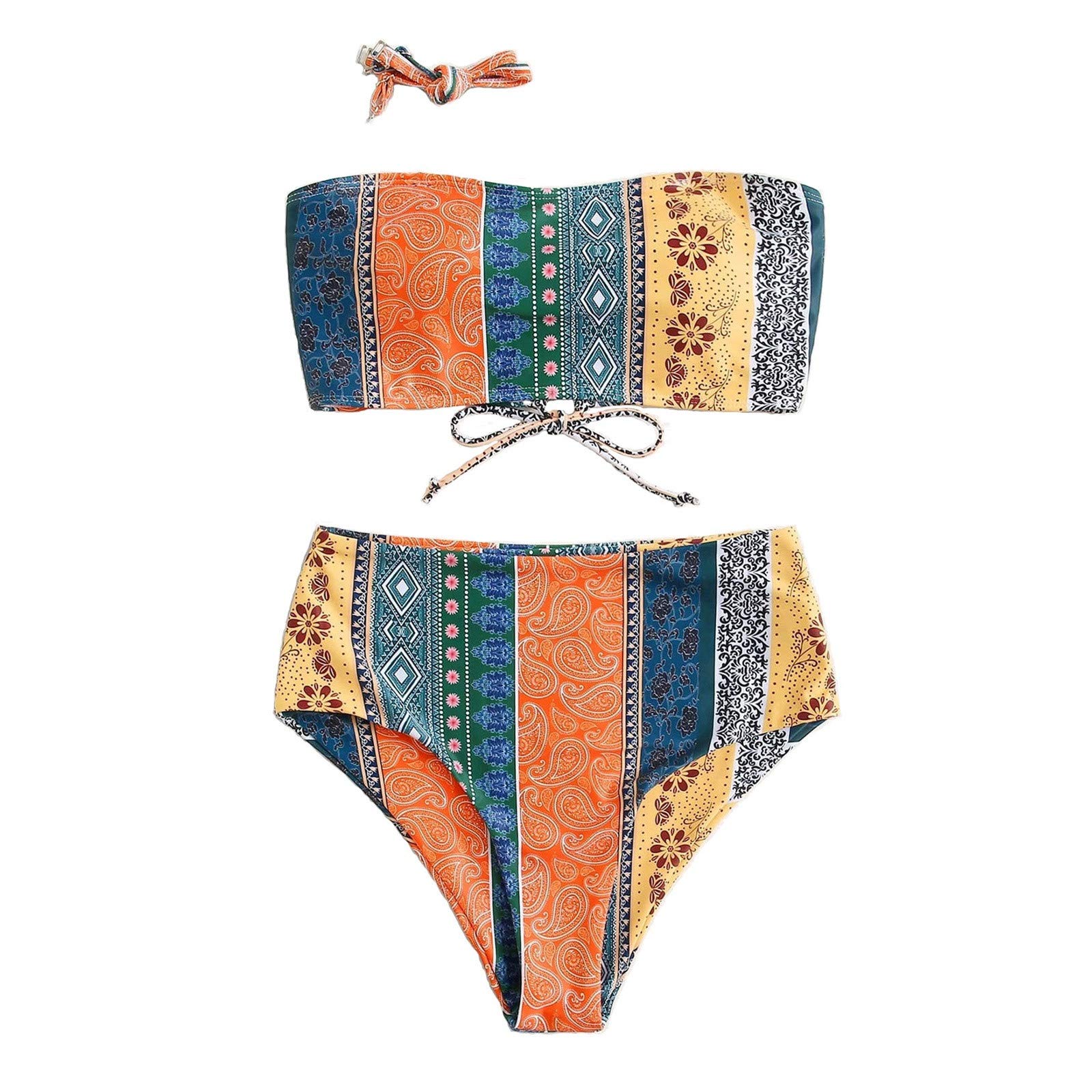 Women's Ethnic Print Bikini Set - Stylish Split Swimsuit for Beach, Pool & Summer Vacations