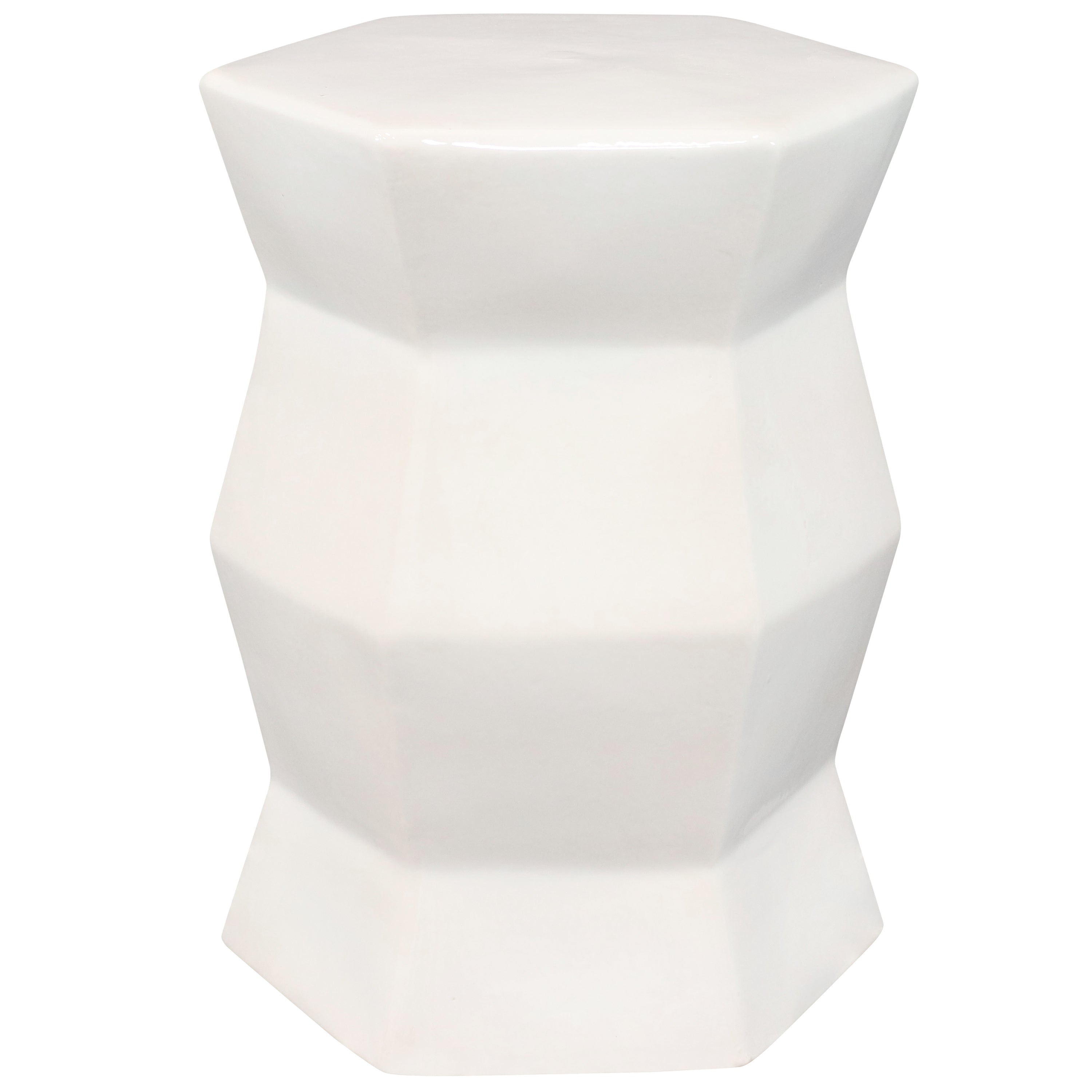 Modern Geometric Ceramic Garden Stool & Side Table - 17.25 Inch Outdoor Patio, Porch, or Balcony Decor - Handcrafted Home & Garden Accent Piece