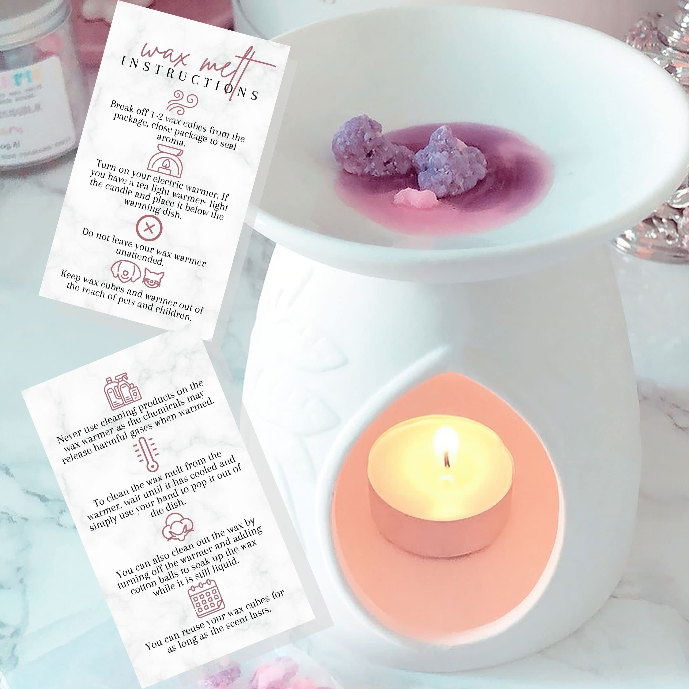 50 Pack Wax Melt Care Instruction Cards | 2x3.5