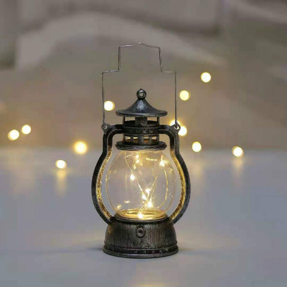 Vintage LED String Light Lanterns - Bronze & Silver Hanging Decorative Lights for Wedding, Party, Christmas & Halloween - Indoor/Outdoor Home Decor