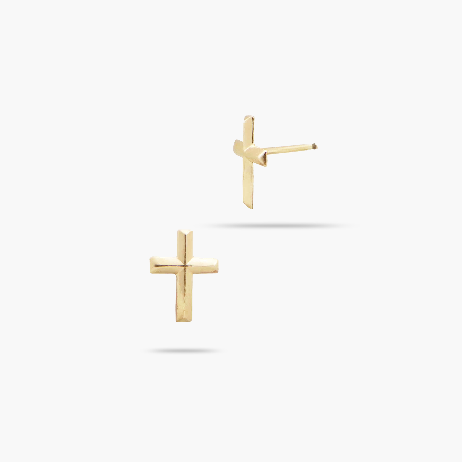 14K Solid Gold Cross Stud Earrings for Women - Hypoallergenic Religious Jewelry Gift for Baptism, Confirmation & Everyday Wear
