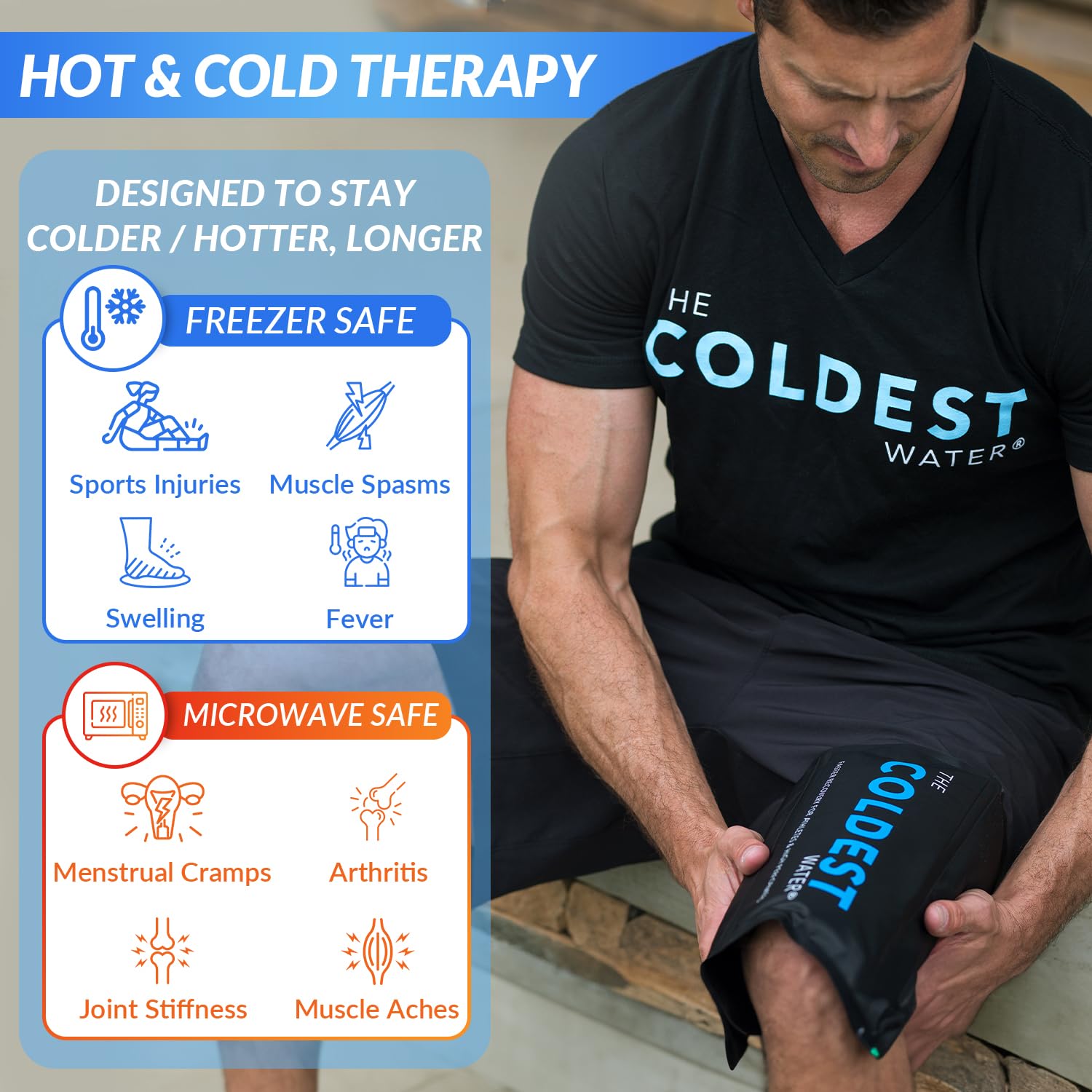 Best Reusable Gel Ice Pack for Injuries - Hot & Cold Therapy for Knee, Arm, Shoulder & Back Pain Relief - Flexible 14