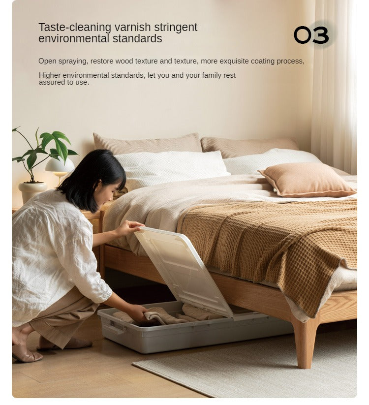 Modern Minimalist Oak Solid Wood Tatami Bed - Japanese Style Platform Bed Frame for Small Spaces, Guest Rooms & Zen Bedrooms