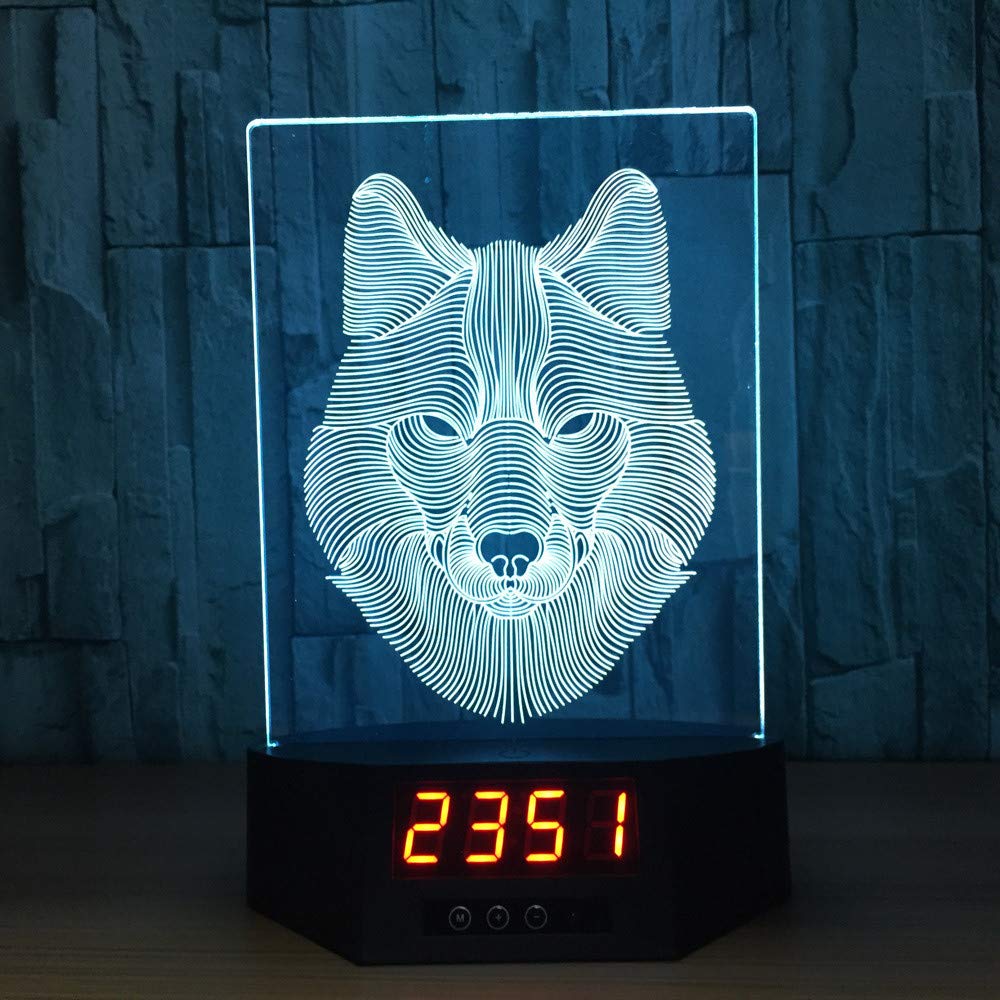 **3D Wolf Head Night Light with Remote & USB - 7 Color Changing LED Touch Lamp for Kids, Bedroom, Nursery - Perfect Gift for Children's Birthday & Home Decor**    *(Use for soothing nightlight, kids' room ambiance, or as a unique decorative accent in bedrooms and nurseries.)*