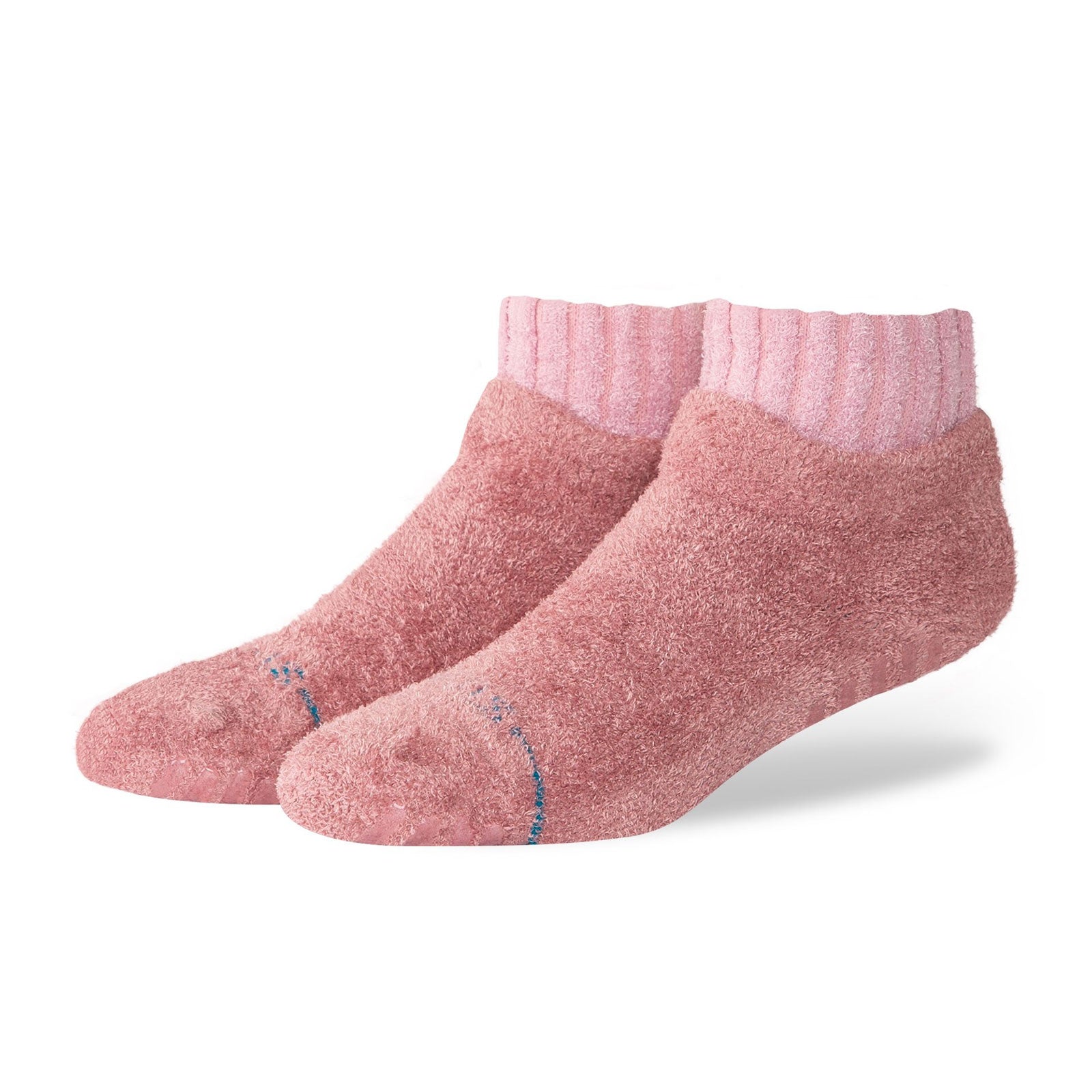 Cozy Adult Quarter Socks with Non-Slip Soles - Soft Dusty Rose Slipper Socks for Women & Men - Perfect for Home, Office and Winter Comfort