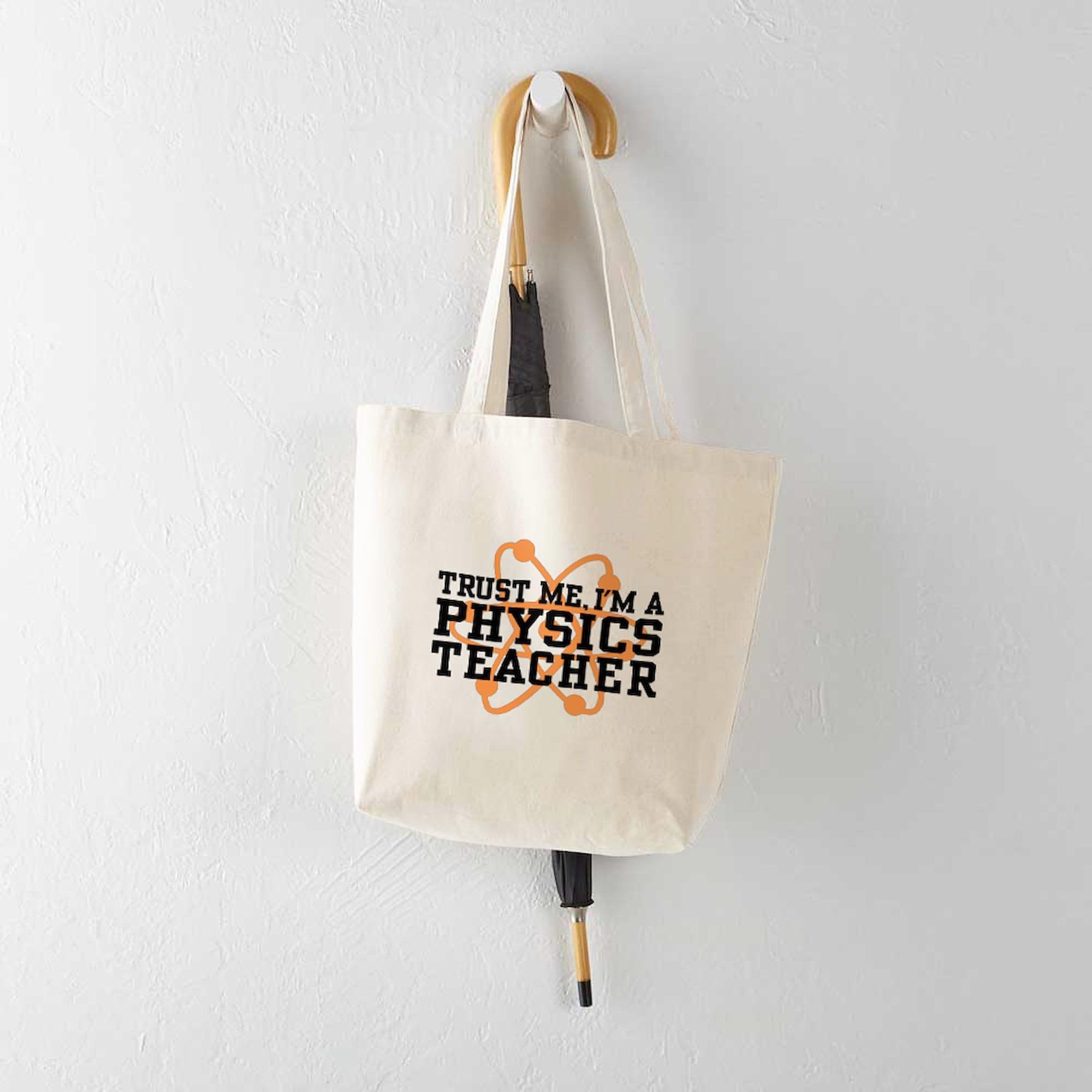 Physics Teacher Tote Bag - Natural Canvas Reusable Shopping Bag for School, Work & Groceries | Eco-Friendly Teacher Gift & Everyday Carry