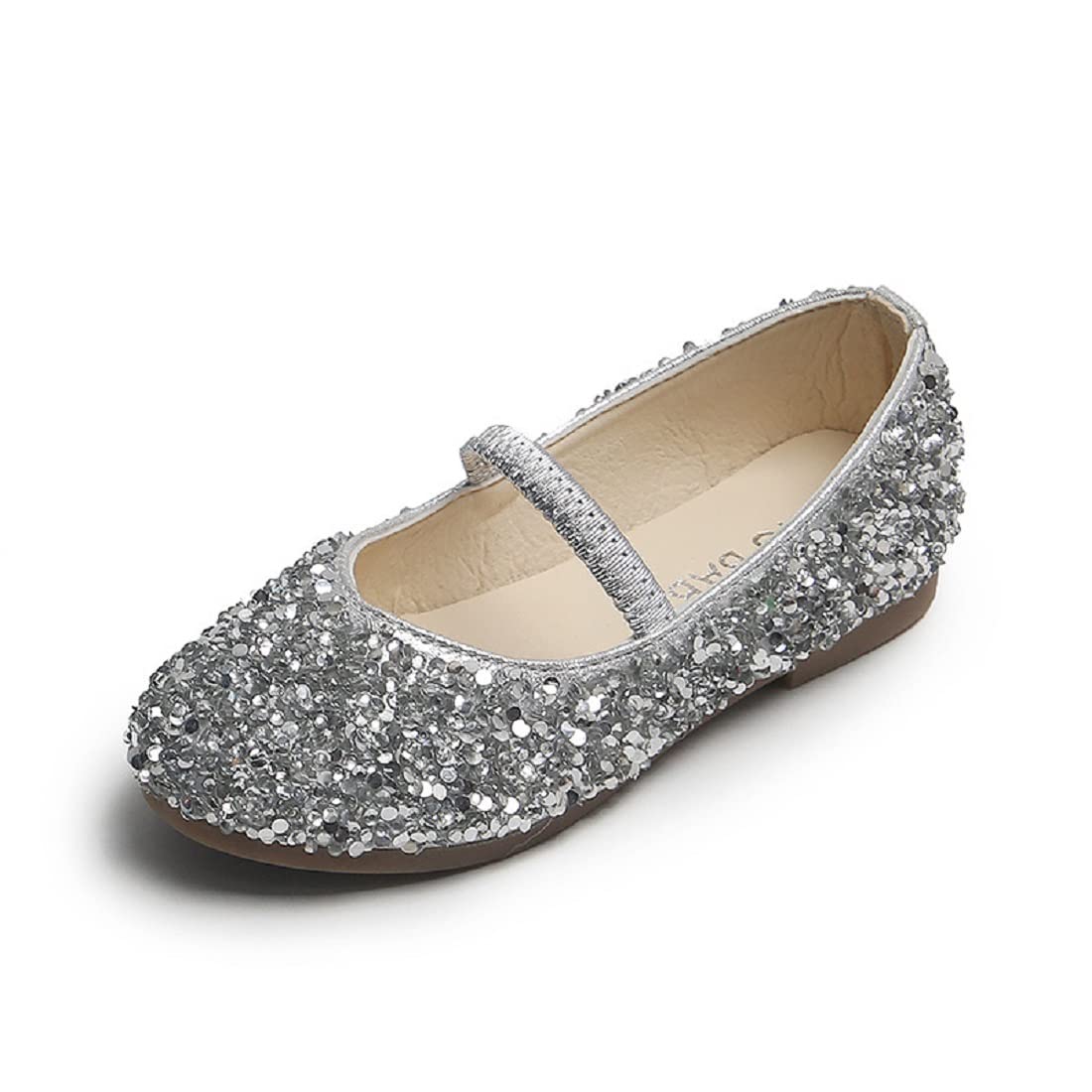 Sparkly Ballet Flats for Girls - YIBLBOX Glitter Mary Jane Shoes with Rhinestones & Flower Design - Perfect for Princess Costumes, Flower Girl Dresses & Special Occasions