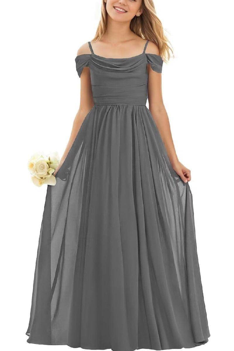 Elegant Floor-Length Chiffon Junior Bridesmaid Dress for Weddings | Formal Occasions & Special Events | B0DFVKW1HW