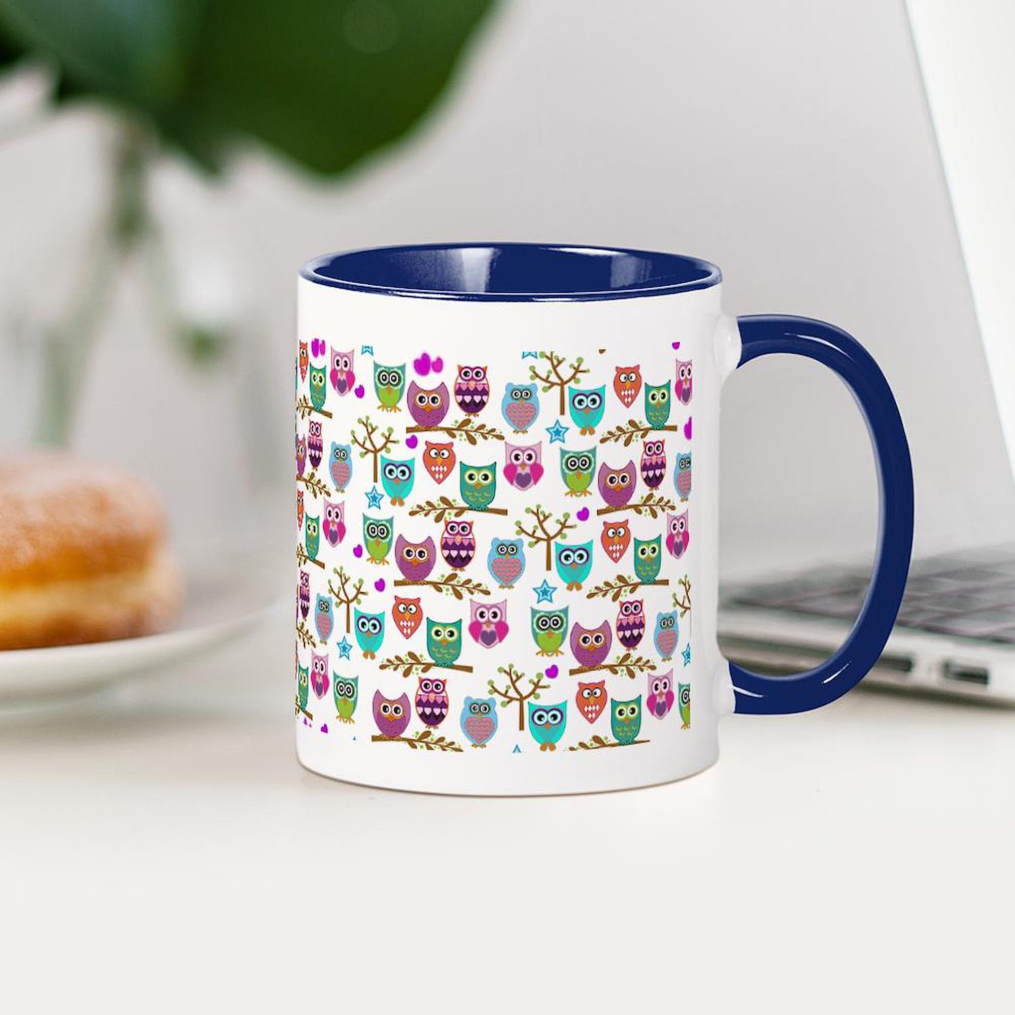 Happy Owls Ceramic Coffee Mug 11 oz (325 ml) - Cute Owl Design for Tea, Hot Chocolate & Coffee Lovers - Perfect for Home, Office & Gifts