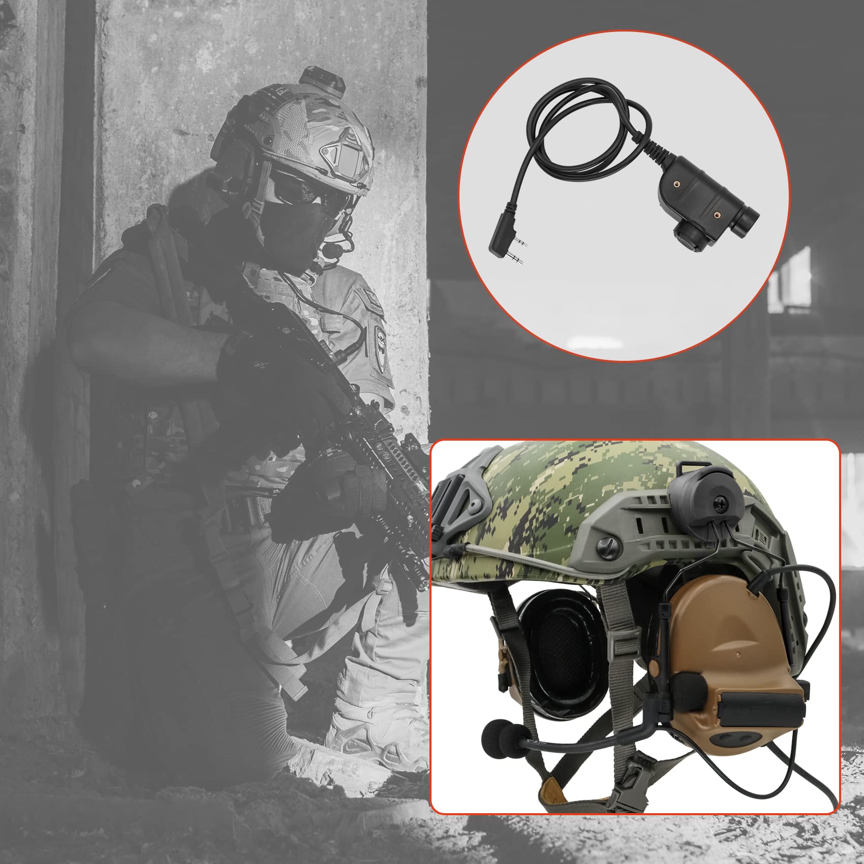 COMTA 2 Tactical Headset with U94 PTT 2pin Connector - Noise Canceling Military Headphones for Airsoft, Hunting & Shooting - Perfect for Outdoor Adventures, Tactical Training & Combat Simulation