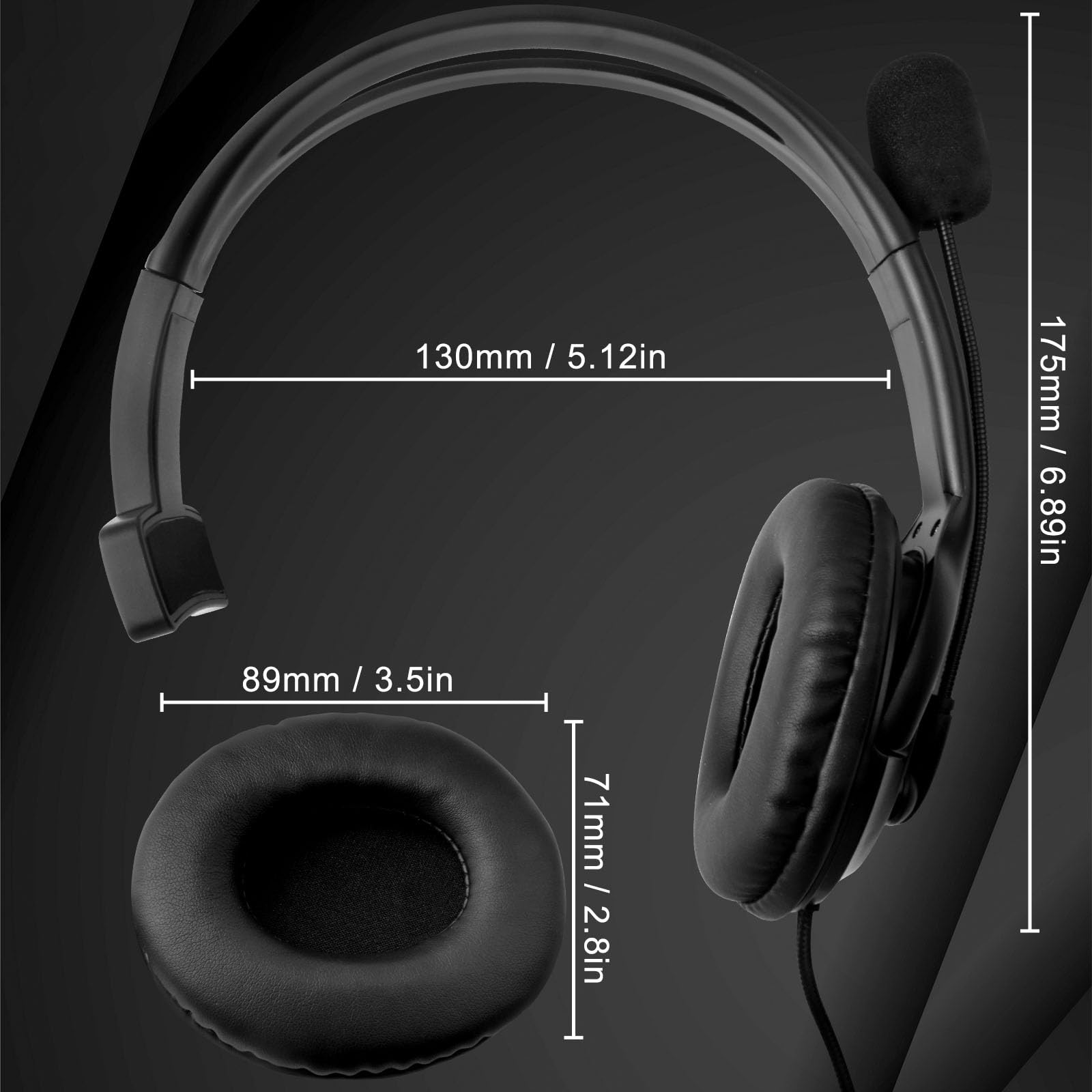 Joso Wired Single Ear Gaming Headset for PS5, PS4, Switch, Xbox, PC, iPad, Mac - 3.5mm Mono Headphone with Mic for Online Chat, Office Work, Coaching & Remote Meetings | Perfect for Gaming, Business Calls & Telecommuting