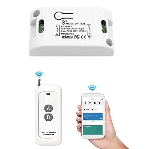 RODOT Smart Light Switch - 2.4GHz WiFi & 433MHz RF Dual Mode, Works with Tuya/Smart Life App, Alexa & Google Home - Home Automation Timer for Living Room, Bedroom, Office (Compatible with 433MHz RF Devices)