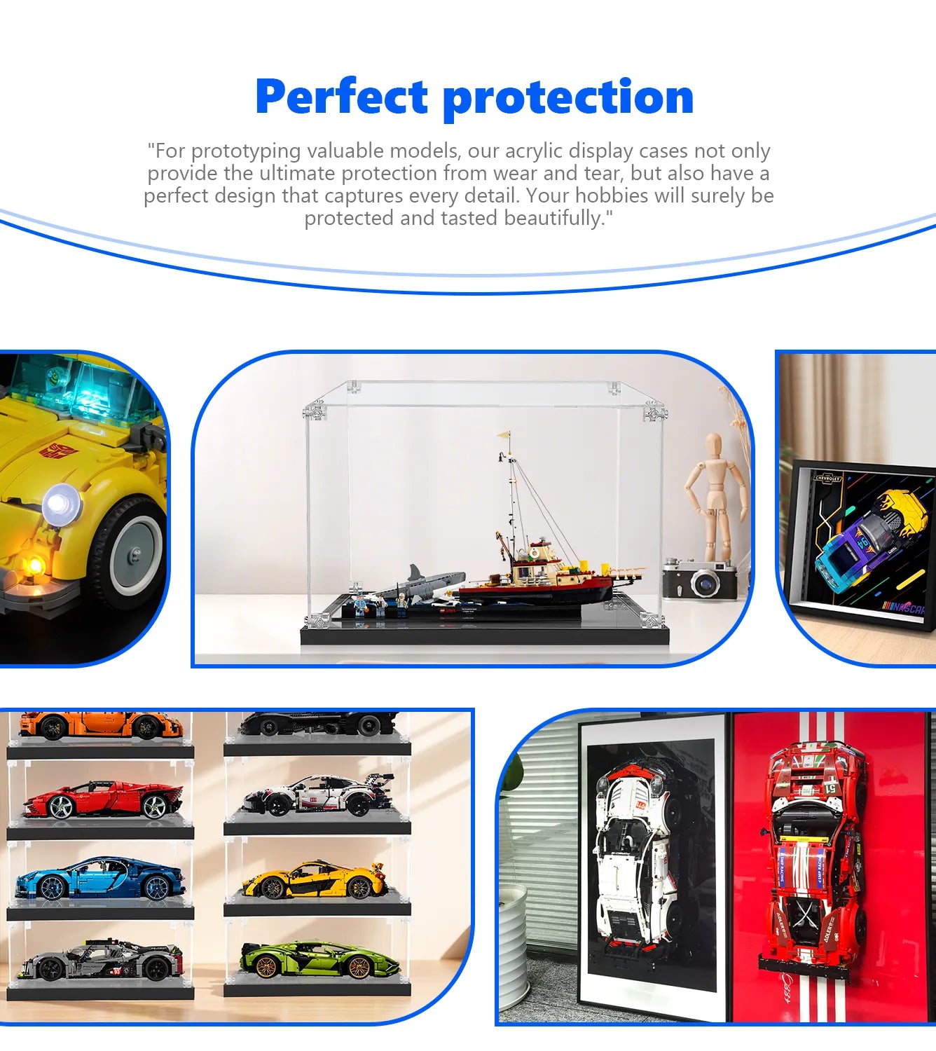 Official LEGO Ideas Jaws 21350 Display Case - Protective Showcase for Shark Attack Model - Perfect for Home Decoration & LEGO Collector's Display