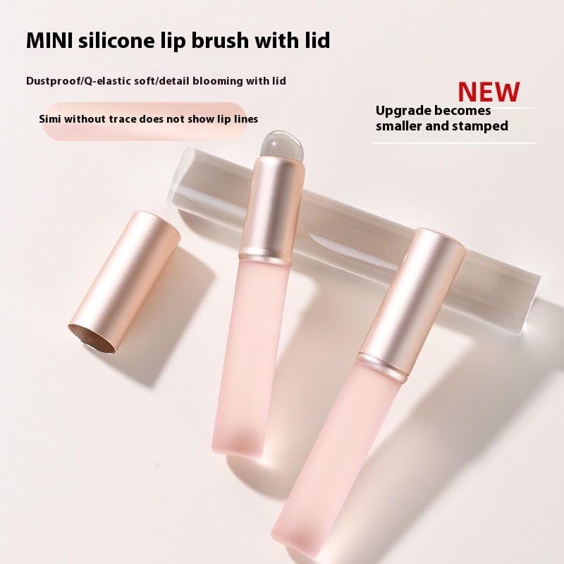 2-Pack Mini Silicone Lip Brushes - Portable Concealer & Makeup Brush for Lip Gloss, Lipstick & Foundation - Includes Dust Cap - Perfect for Travel & Professional Makeup Application
