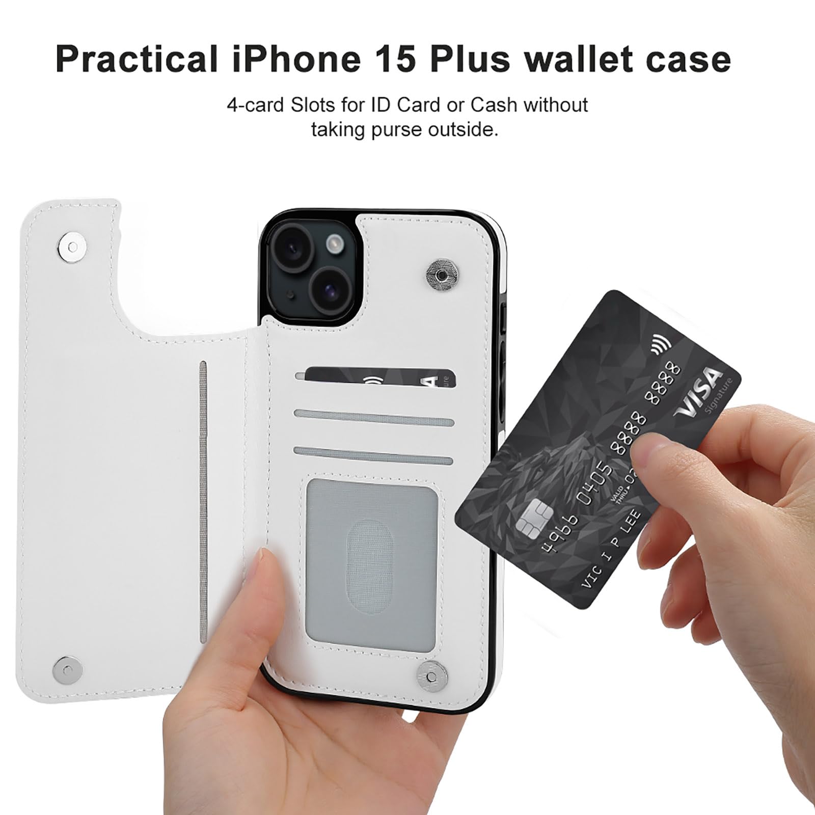 Cute Swallow Pattern Flip Wallet Phone Case with Card Holder - Compatible with iPhone 15 Plus - Stylish & Functional for Everyday Use, Travel, and Shopping