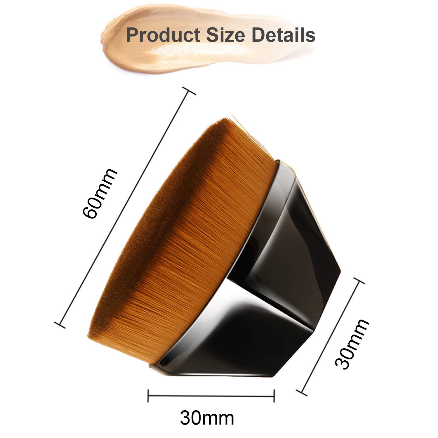 Endoto Foundation Makeup Brush - Flat Top High-Density Kabuki Brush for Flawless Powder, Liquid & Cream Cosmetics | Hexagon Handle Design with Portable Case | Perfect for Professional Makeup & Travel Touch-Ups
