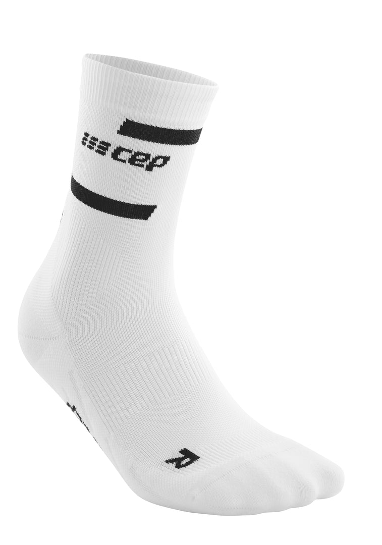 CEP Men's The Run Socks Mid Cut V4 - White | Compression Running Socks for Men | Perfect for Marathon, Jogging & Workout Recovery