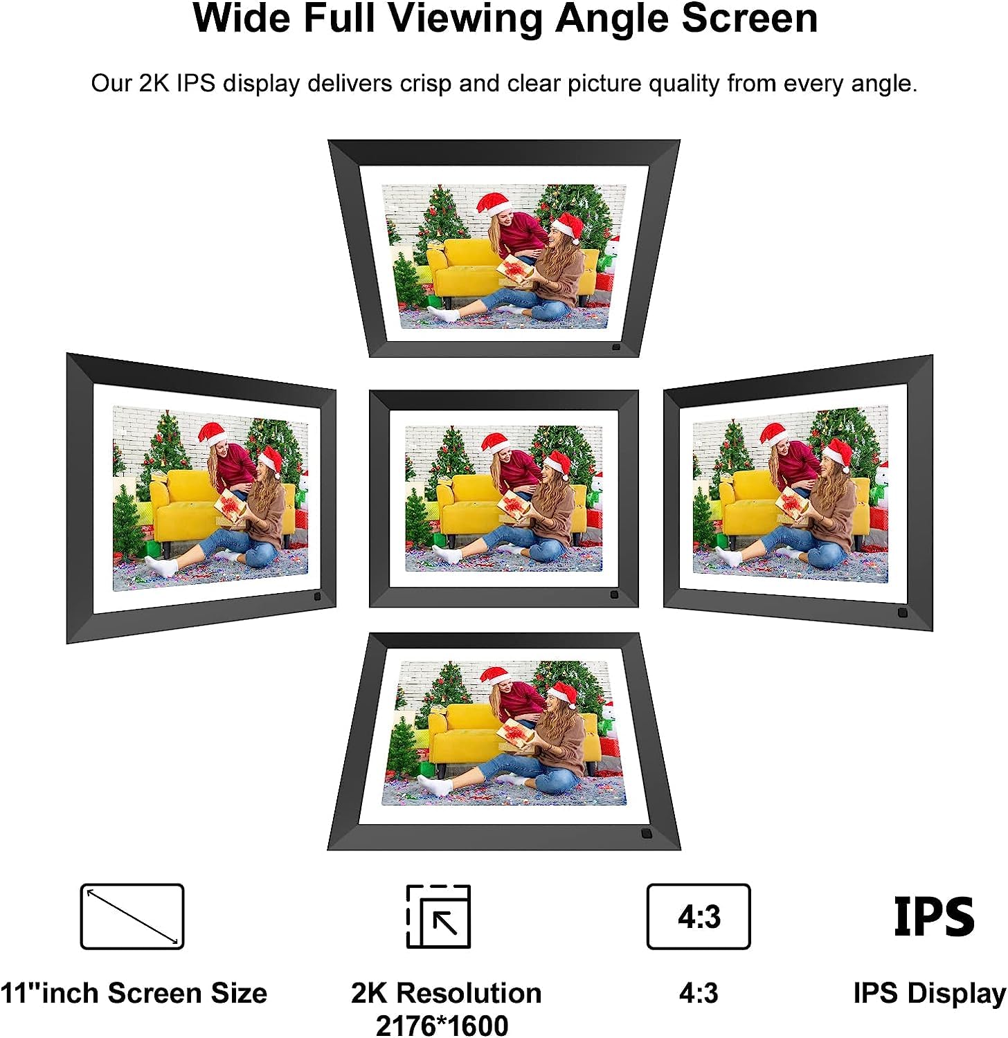 11-inch WiFi Digital Picture Frame - 2K HD IPS Touch Screen Display, 32GB Storage, Motion Sensor, Remote Photo Sharing via App & Email, Perfect Gift for Christmas, Birthday, Home & Office Decor