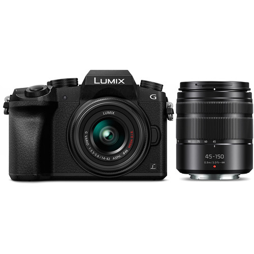 Panasonic Lumix DMC-G7 Mirrorless Digital Camera with 14-42mm & 45-150mm Lenses - 16MP Micro Four Thirds System, 4K Video, WiFi - Perfect for Vlogging, Travel Photography & Content Creation (Black)