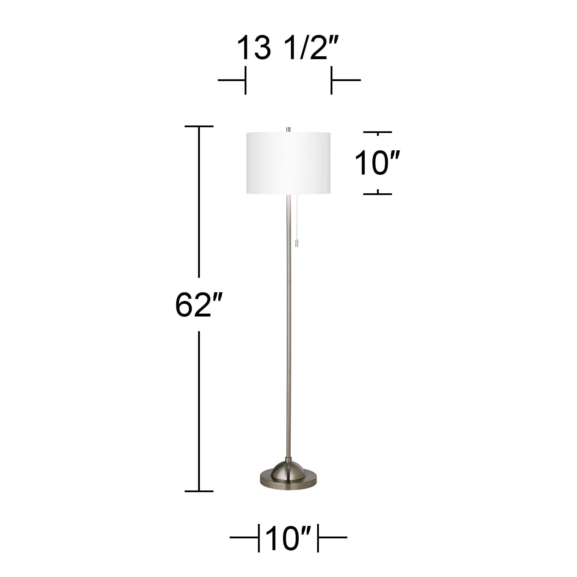 Brushed Nickel Pull Chain Floor Lamp with Printed Shade - Modern Spring Decor for Living Room, Bedroom & Office Lighting