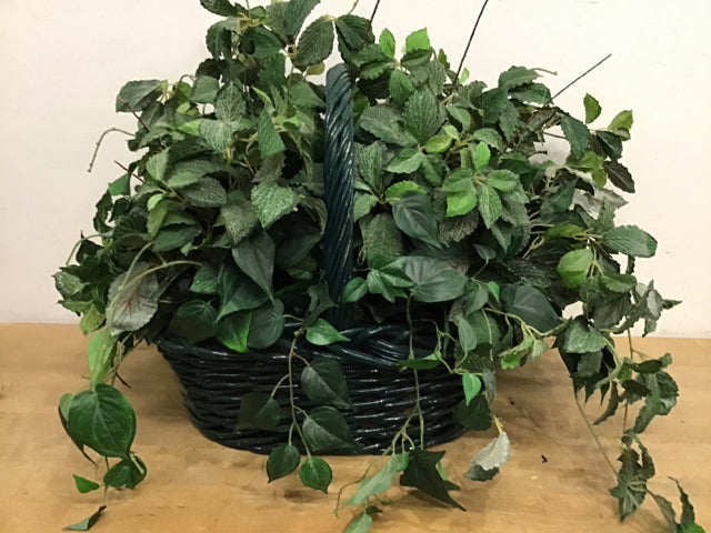 Mixed Foliage in Green Wicker Basket - Artificial Plants for Home Decor | Perfect for Living Room, Office & Wedding Centerpieces