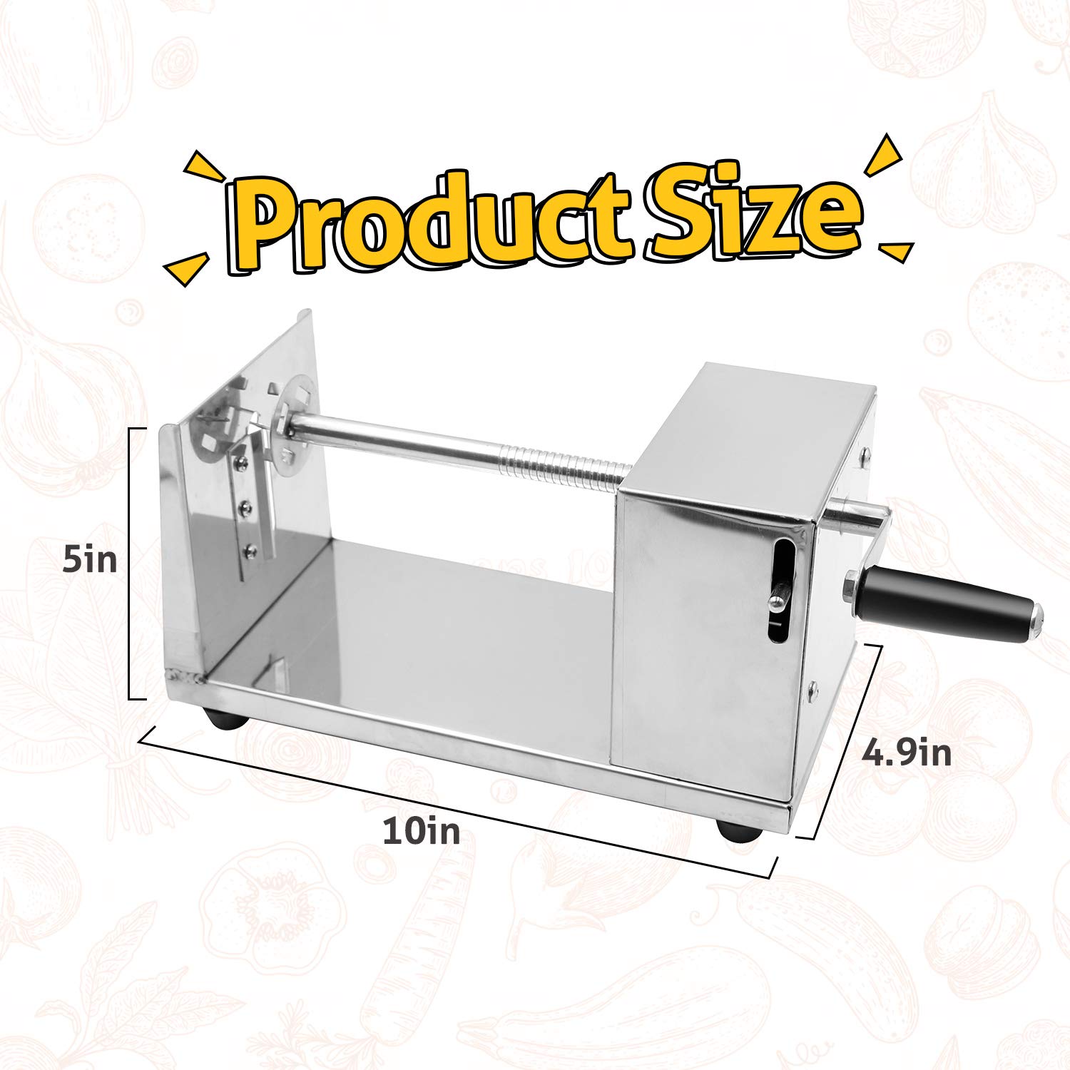 RioRand Manual Stainless Steel Spiral Potato Slicer - French Fry Cutter & Tornado Twister for Perfect Curly Fries - Ideal for Home Cooking, Parties & Restaurants