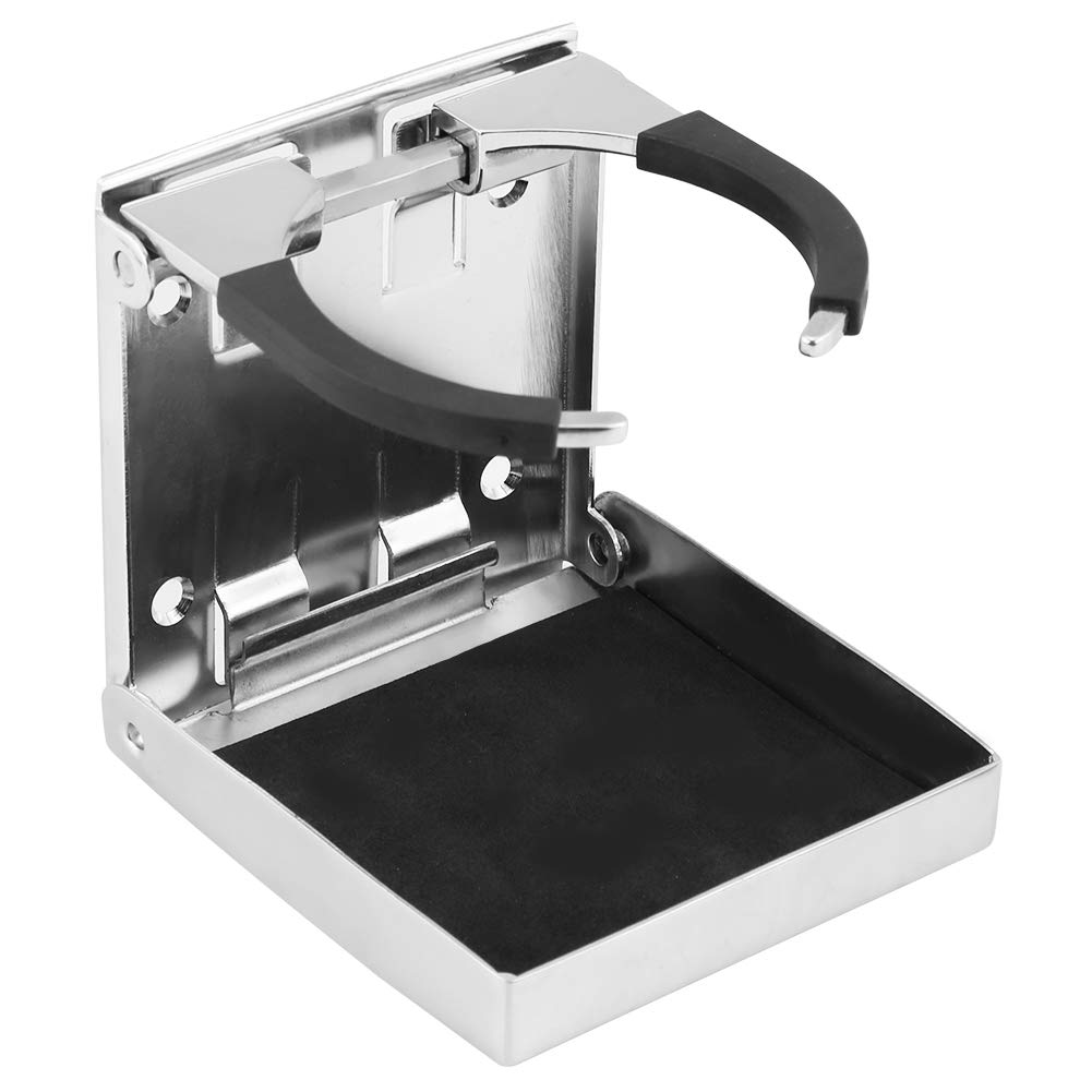 Adjustable Stainless Steel Folding Cup Holder for Boats, Trucks & RVs - Secure Drink Holder for Marine, Camping & Travel Use