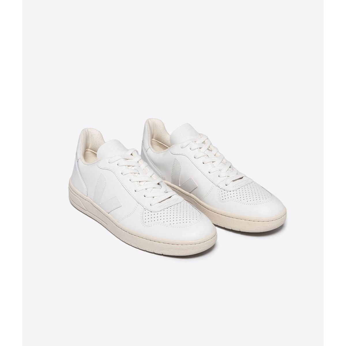 Veja Women's V 10 White Leather Sneakers - Eco-Friendly Vegan Shoes for Casual Wear & Everyday Comfort