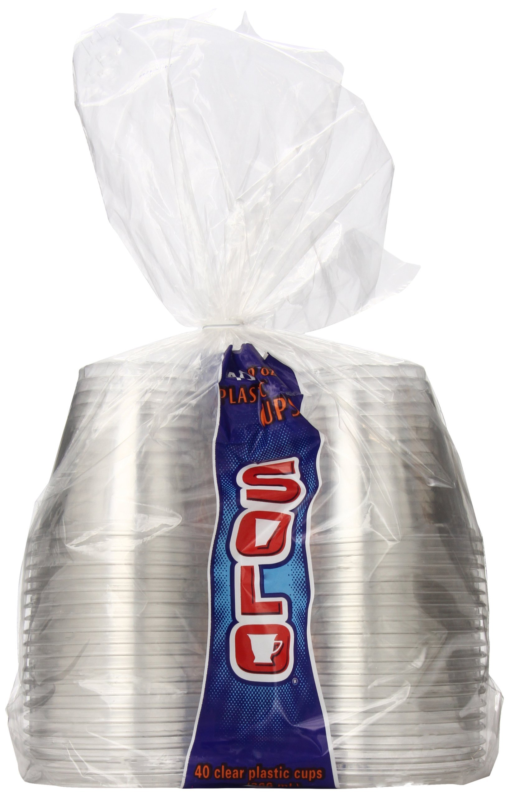Solo Clear Plastic Cups 9 oz - 40 Count Disposable Drinking Cups for Parties, Picnics, and Events