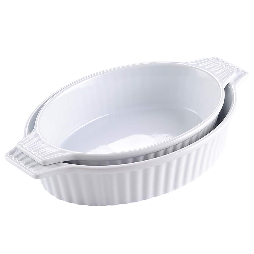 MALACASA 2-Piece White Ceramic Baking Dish Set - 12.75