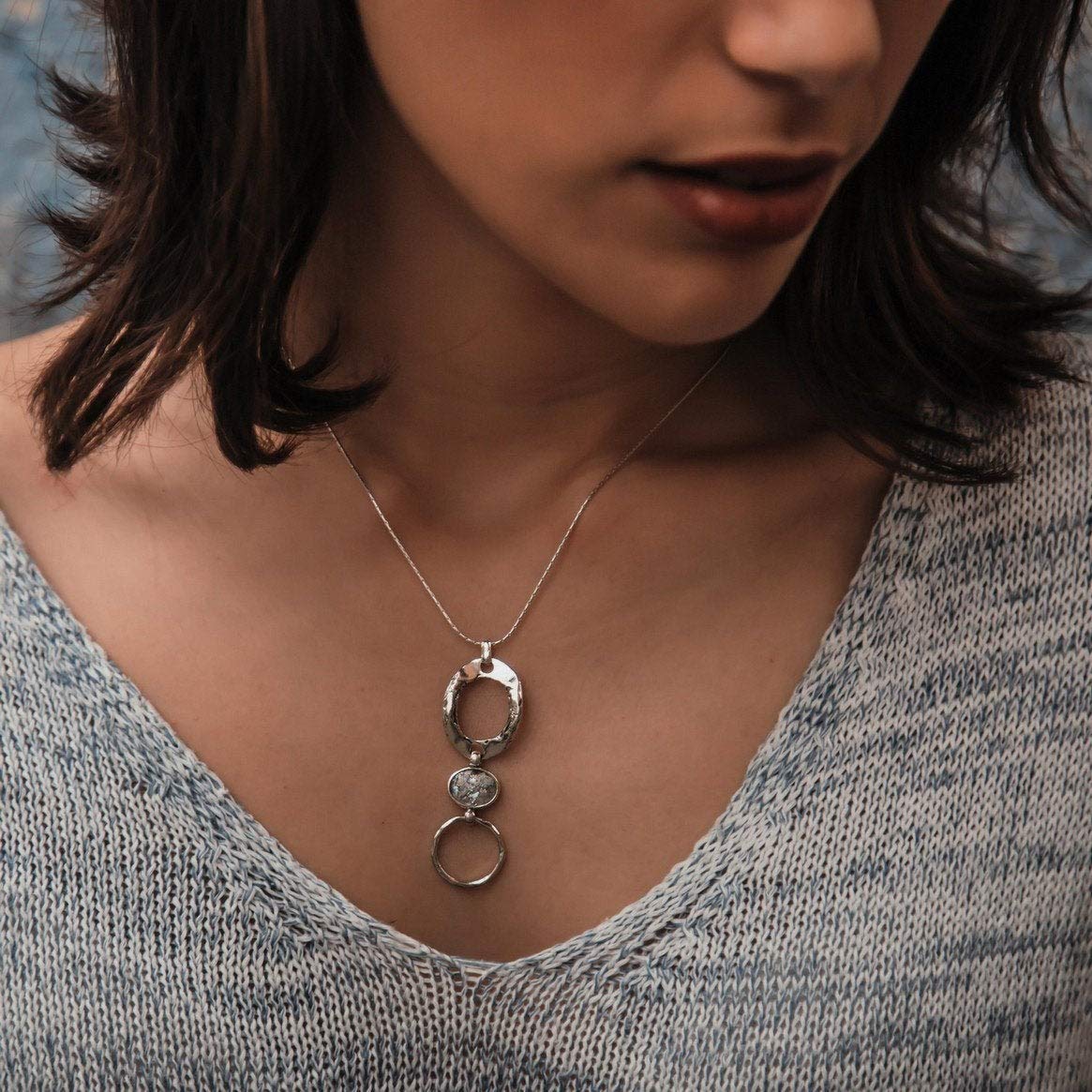 Ancient Roman Glass Pendant Necklace - Handcrafted 925 Sterling Silver Jewelry for Women, Perfect for Gifts, Weddings & Special Occasions