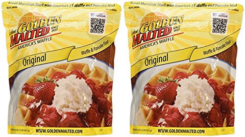 Premium Golden Malted Pancake & Waffle Mix - Original Flavor, 32oz (Pack of 2) - Perfect for Breakfast, Brunch & Family Gatherings