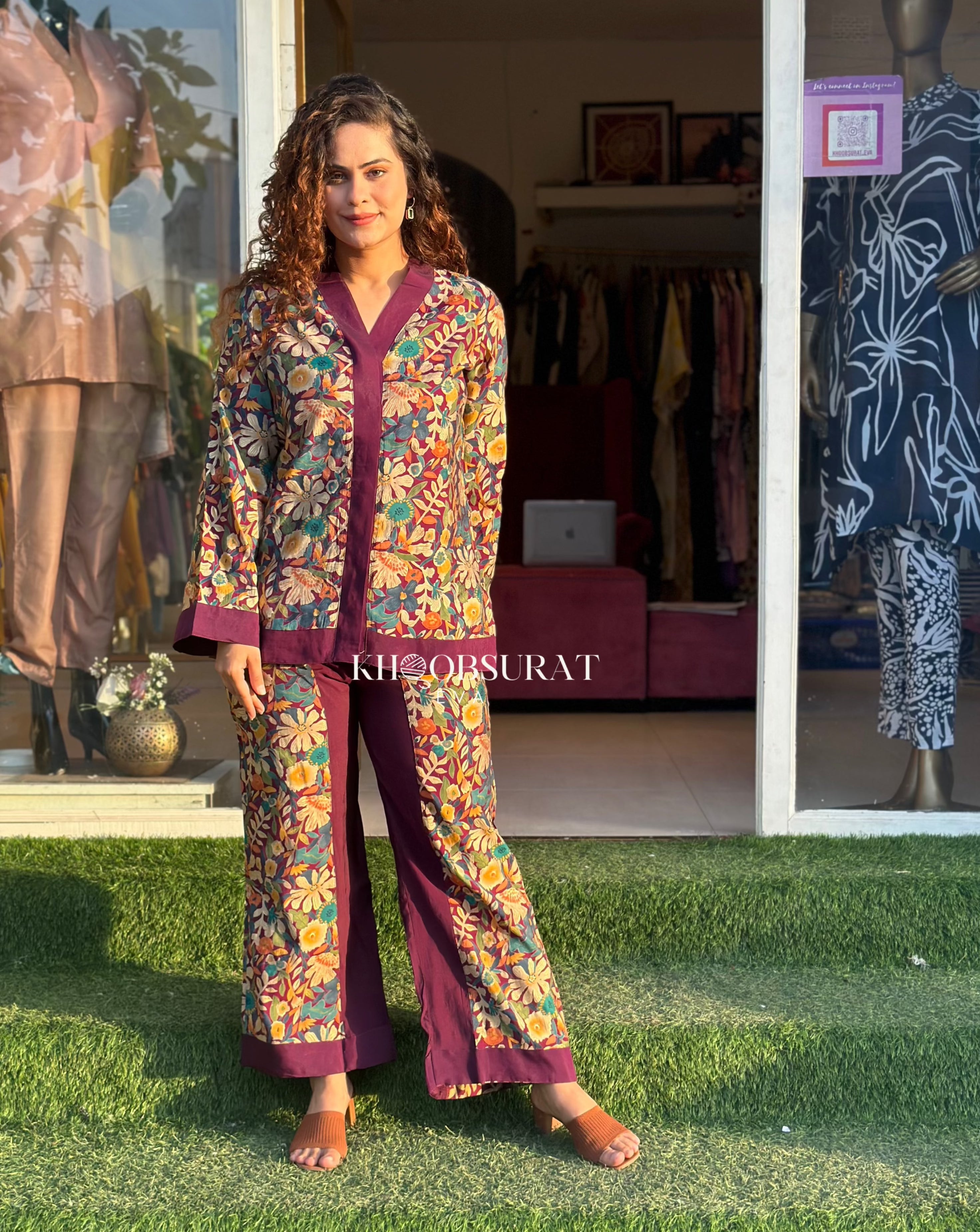 PLUM CHERRY SILK COORD SET - Elegant Silk Loungewear Set for Women | Perfect for Home Relaxation, Spa Days & Special Occasions