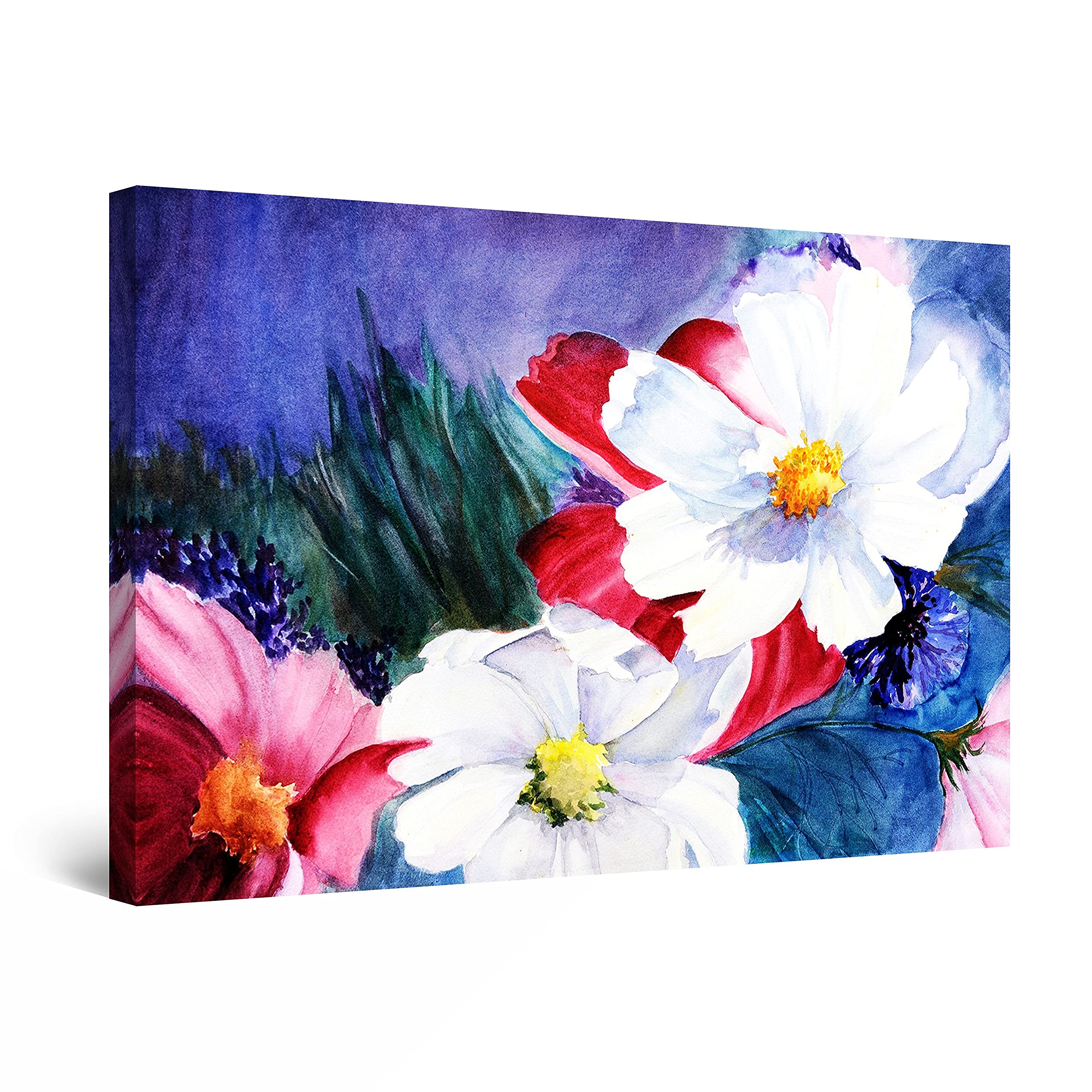 Startonight White Petals Flowers Canvas Wall Art - 32x48 Inch Framed Floral Painting for Living Room Decor, Bedroom, Office | Modern Home Aesthetic & Gift Idea