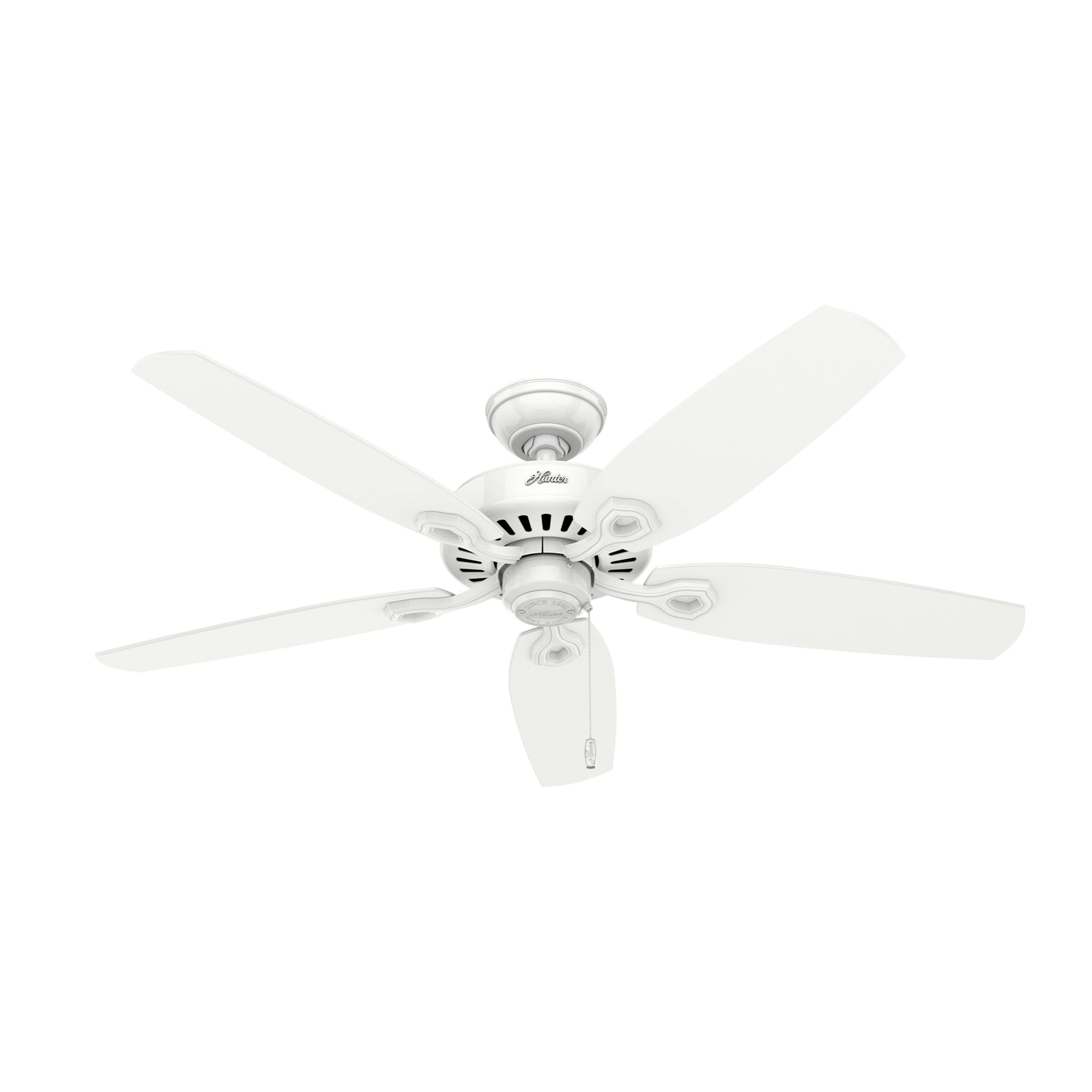 Hunter Fan Company 53240 Builder Elite 52-Inch Indoor Ceiling Fan with Pull Chain Control, Snow White Finish - Perfect for Living Rooms, Bedrooms, and Home Offices