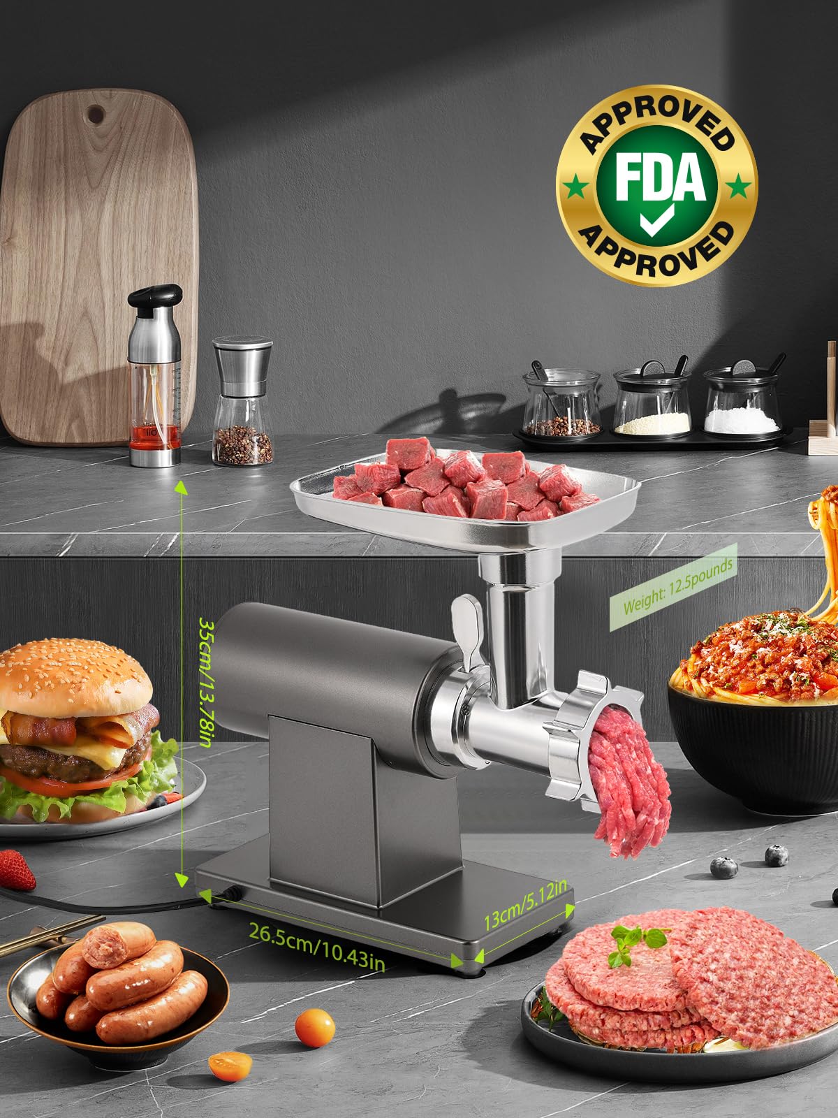 **3200W Electric Meat Grinder - Powerful Meat Mincer & Chopper with 3 Grinding Plates, 3 Sausage Stuffers, Kubbe Kit, Juicer & Cheese Grater - Perfect for Home Kitchen, Sausage Making & Food Prep**