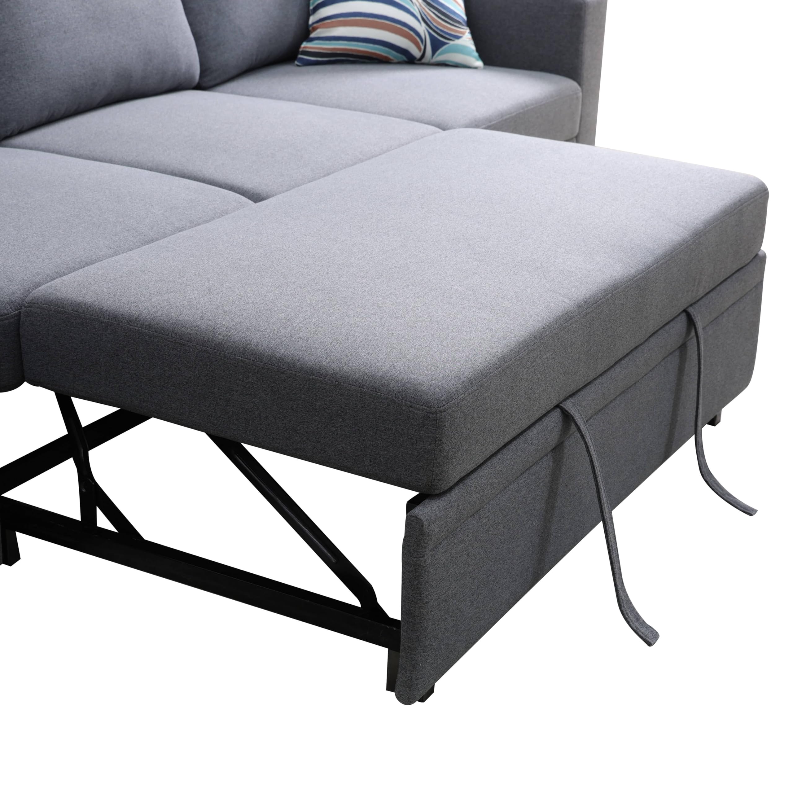 Convertible Sleeper Sofa Bed with Storage & Reversible Chaise - L-Shaped Sectional Couch with Armrests for Living Room, Apartment, Bedroom & Office - Perfect for Small Spaces, Guest Accommodation & Multi-Functional Furniture Needs